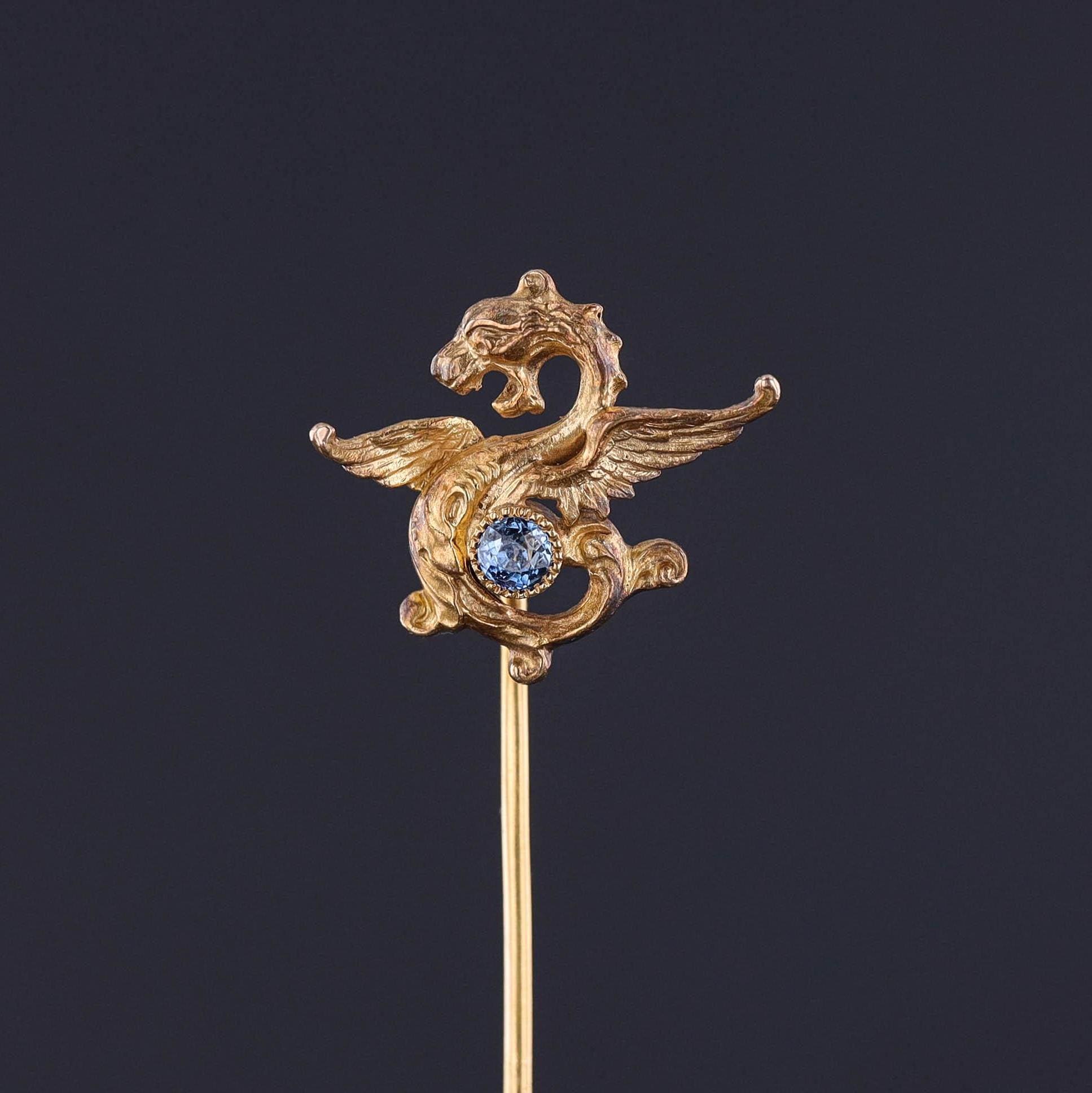 Antique Griffin Stickpin of 14k Gold