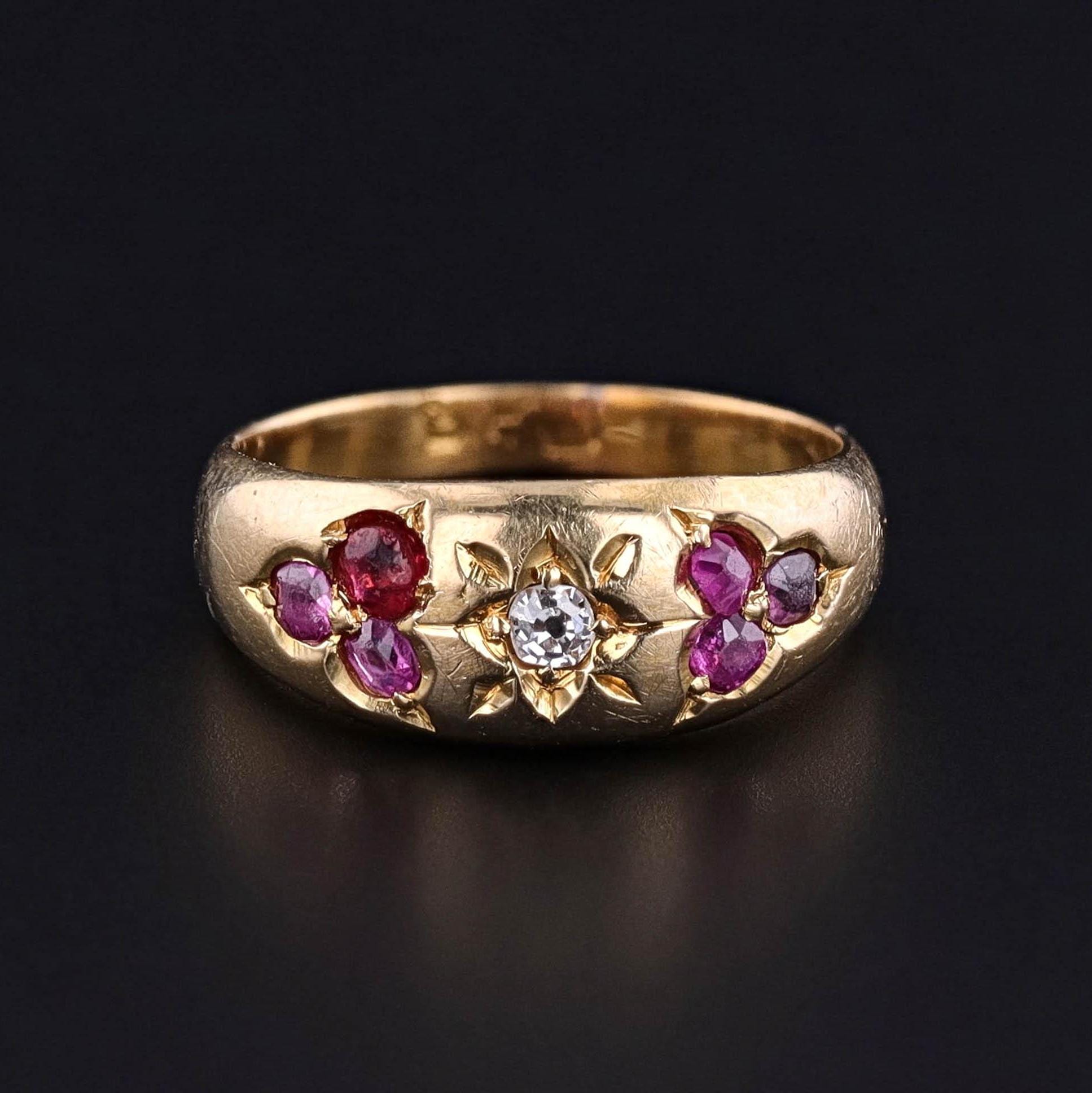 Antique Ruby and Diamond Ring of 15ct Gold