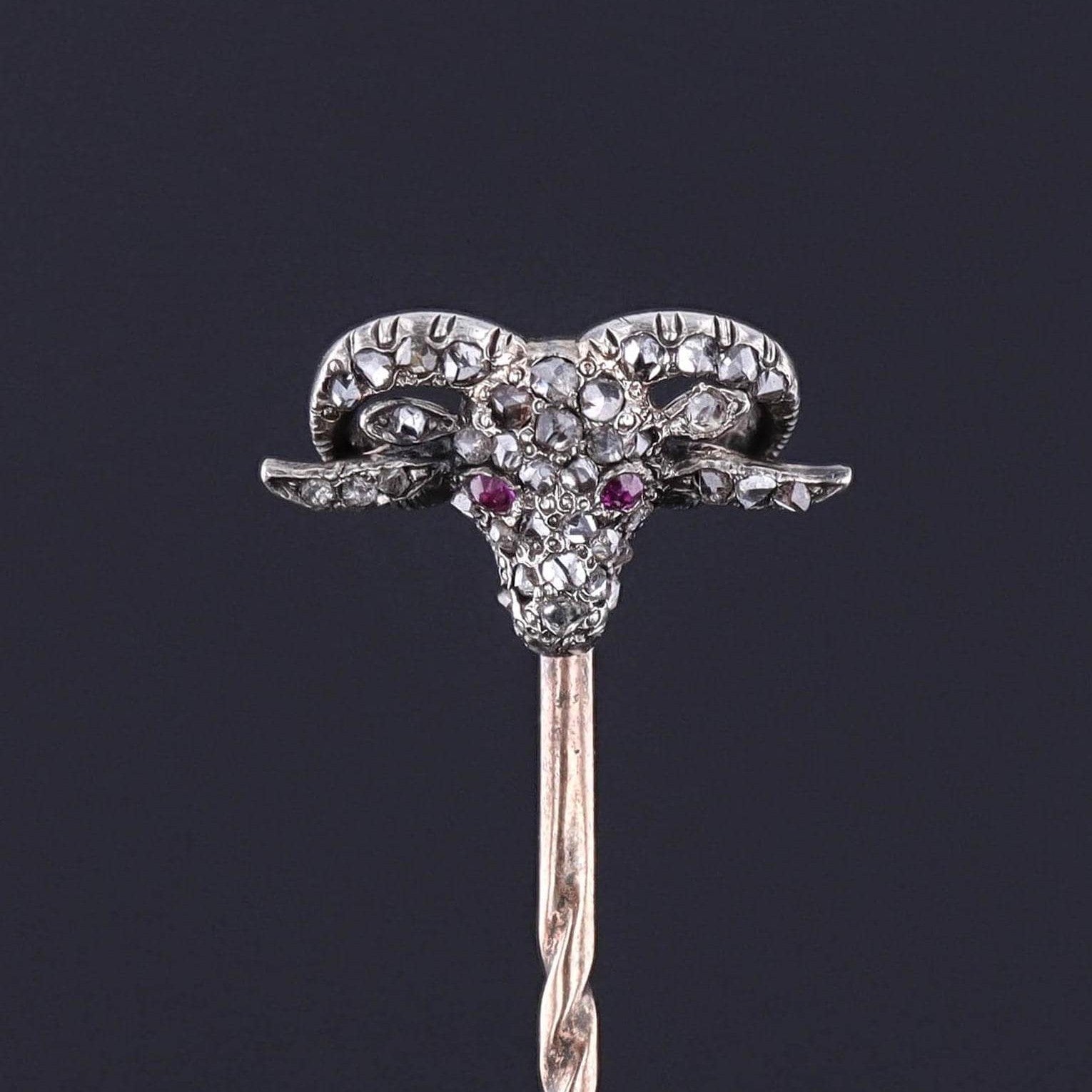 Antique Diamond Aries Ram Stickpin