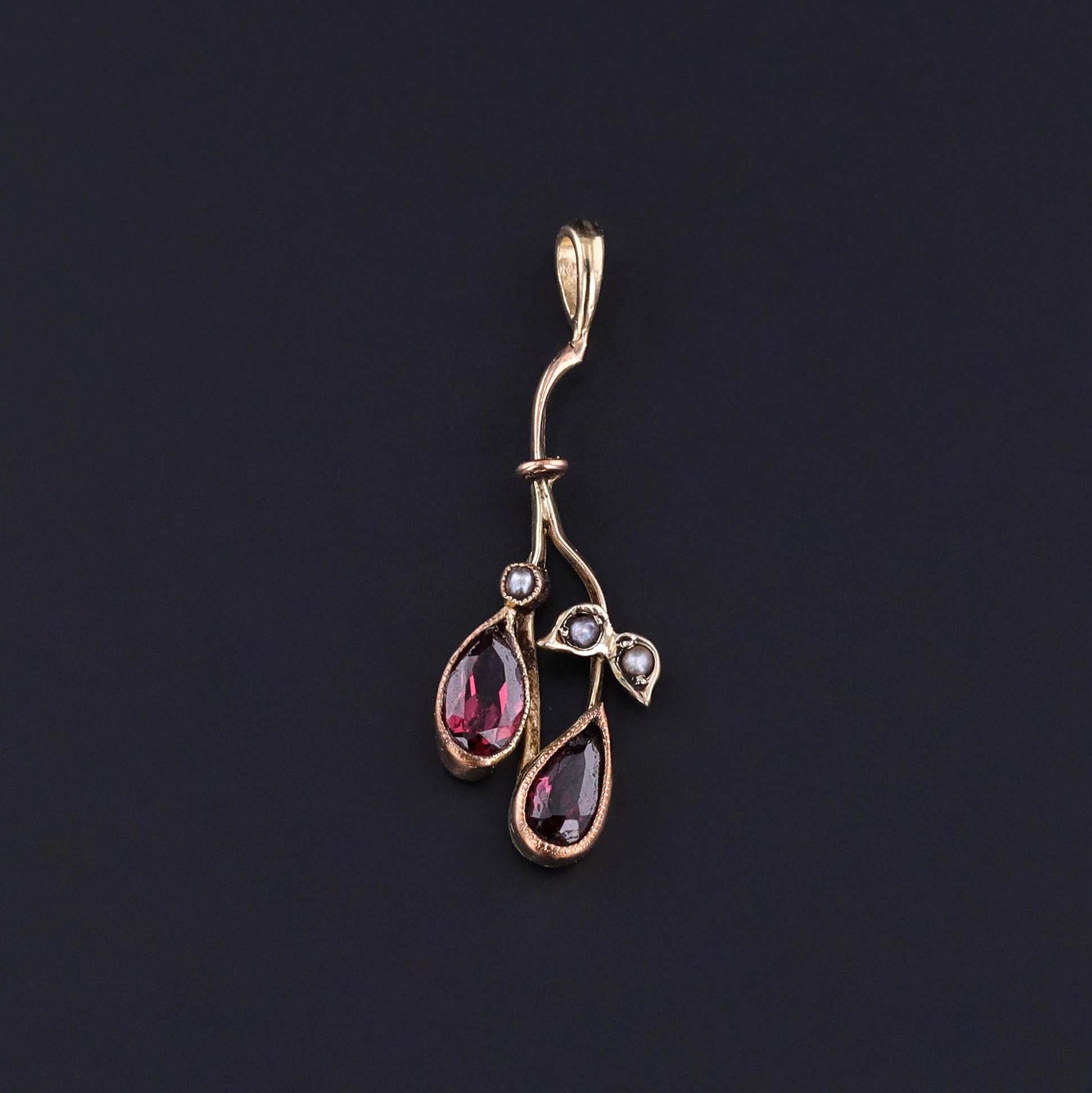 Antique Garnet Pendant 14k Gold