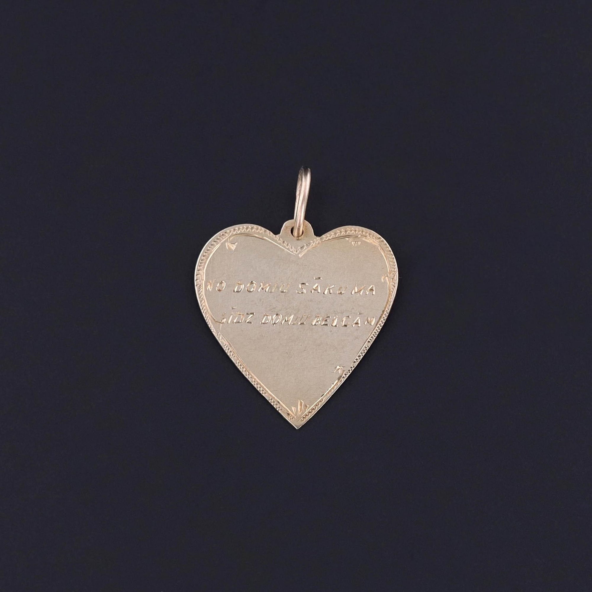 Antique Love Token Heart Pendant of 14k Gold