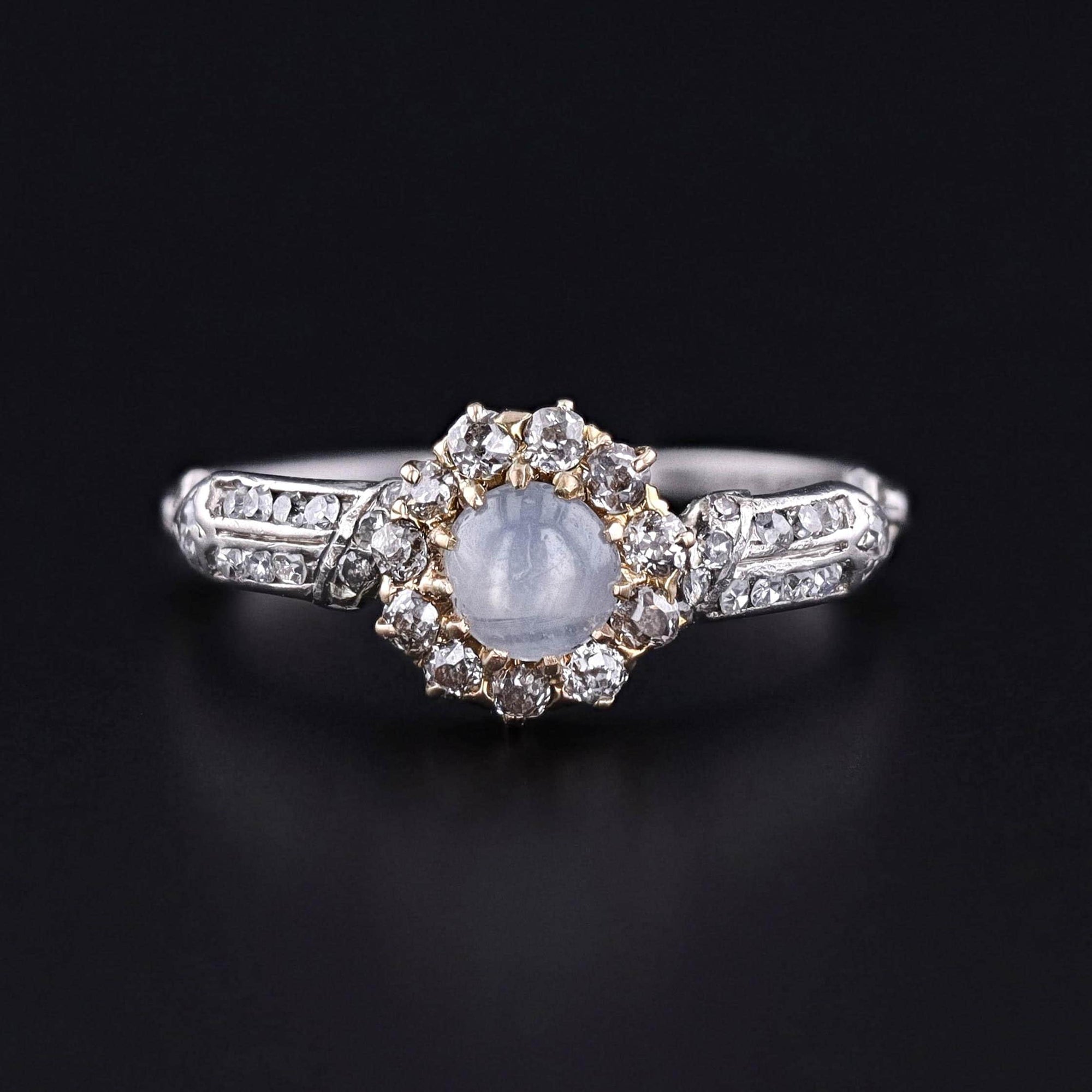 Star Sapphire and Diamond Halo Ring