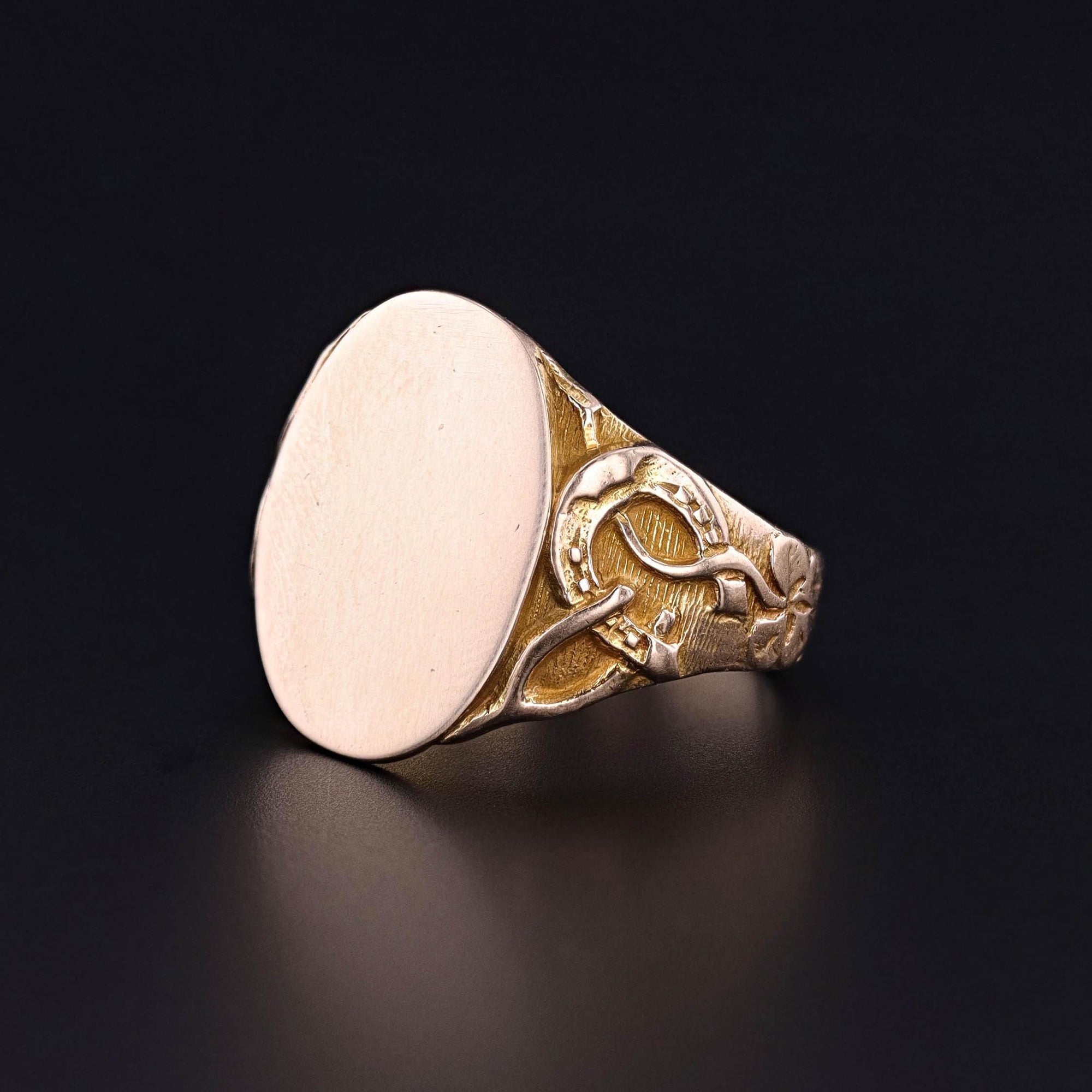 Antique Good Luck Signet Ring of 14k Gold