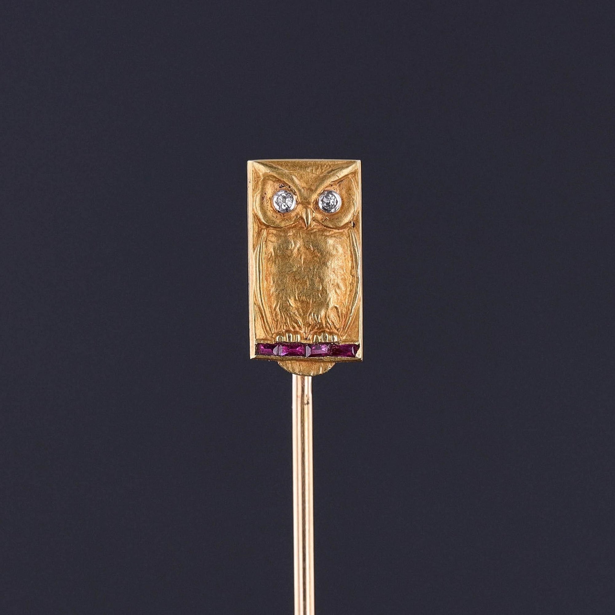 Antique Owl Stickpin of 18k Gold