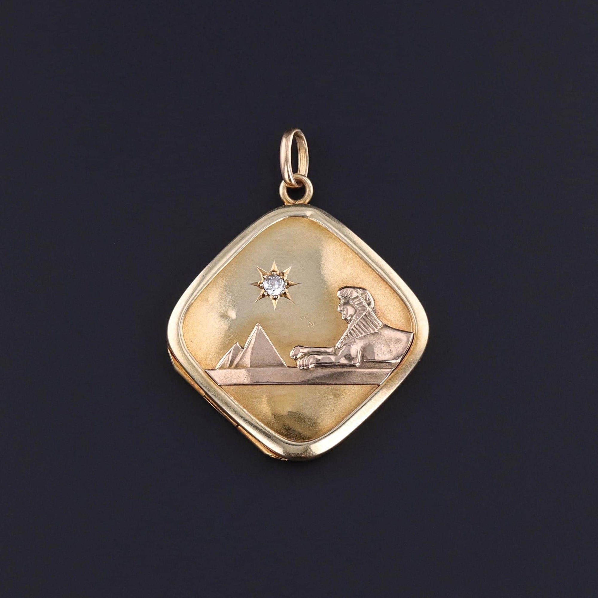 Antique Egyptian Revival Locket of 14k Gold