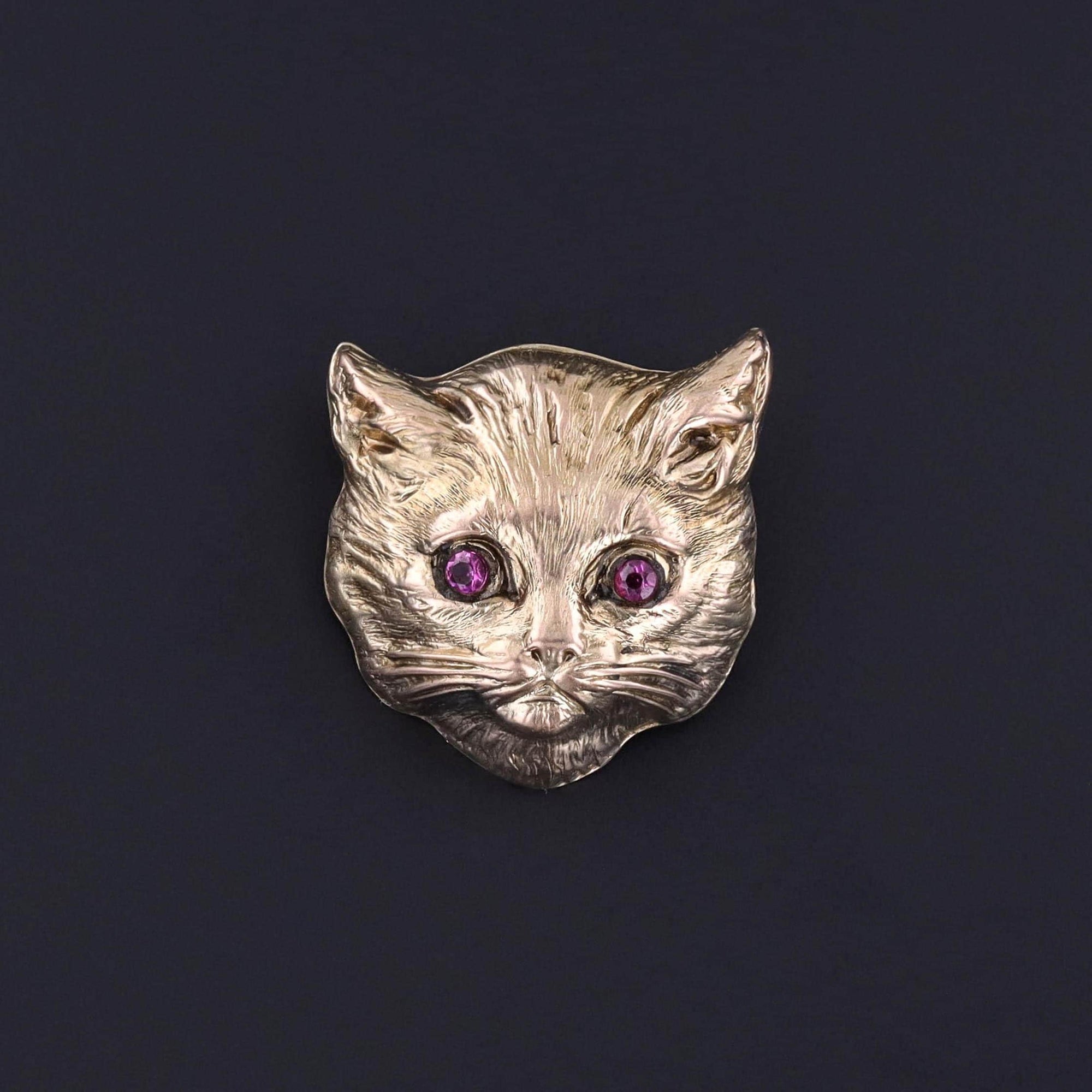 Antique Cat Brooch of 10k Gold