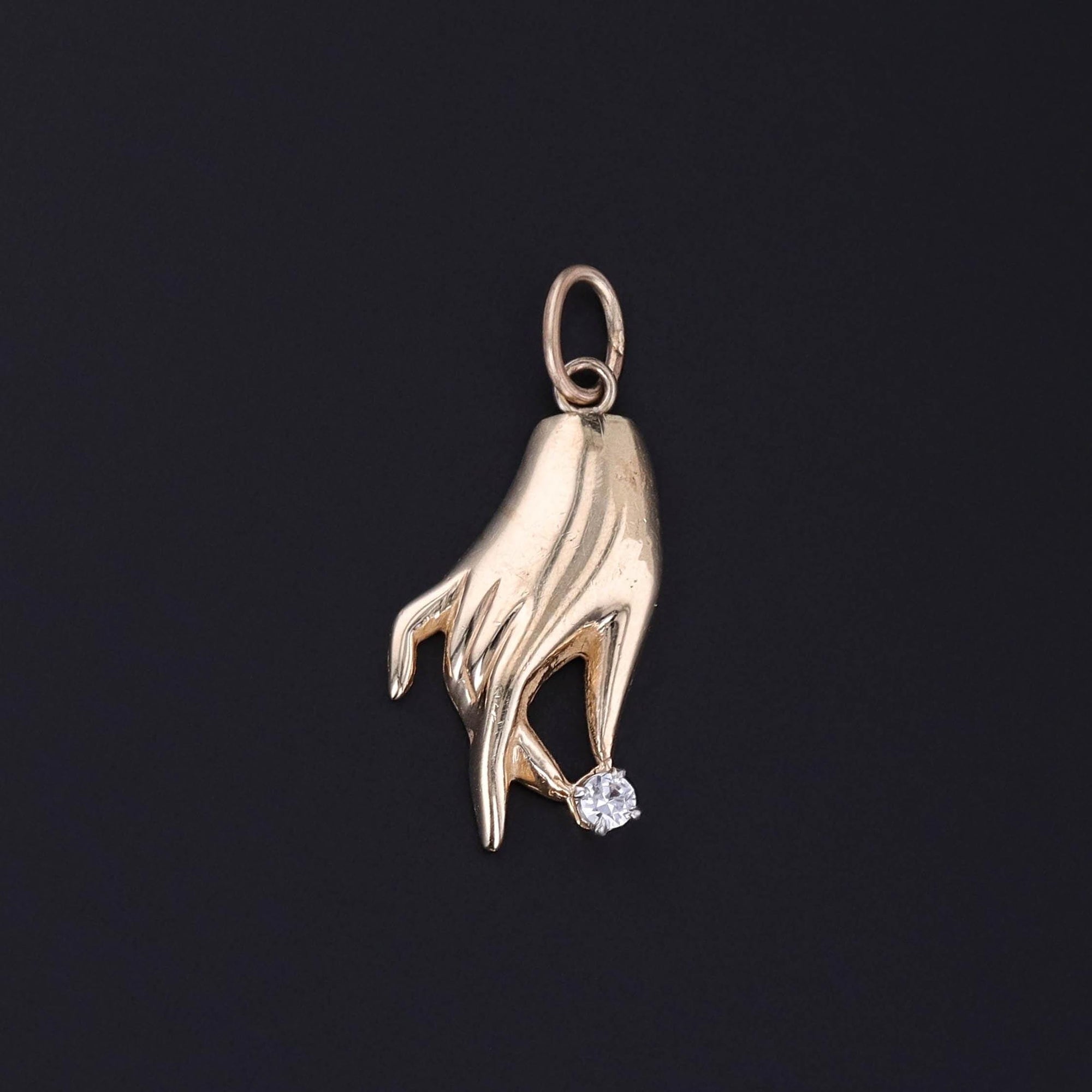 Vintage Diamond Hand Pendant of 10k Gold