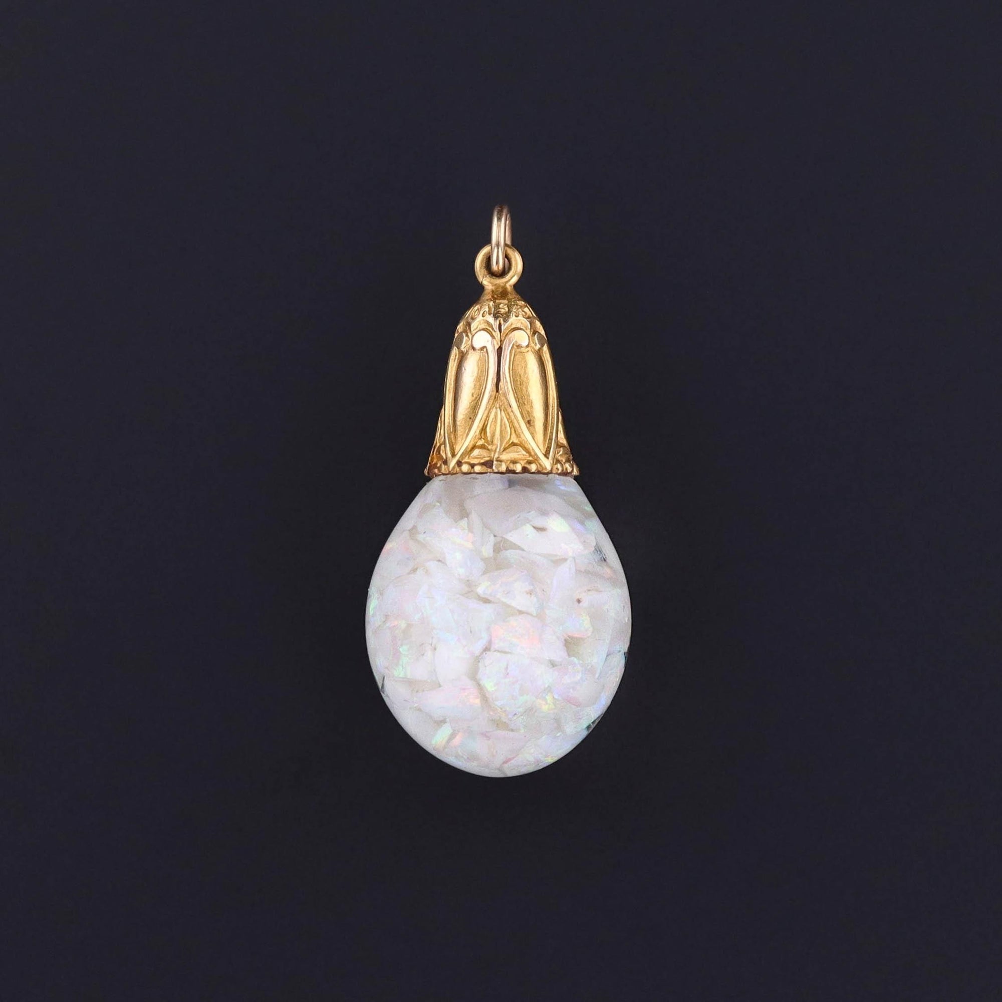 DROP ** Vintage Floating Opal Pendant of 14k Gold