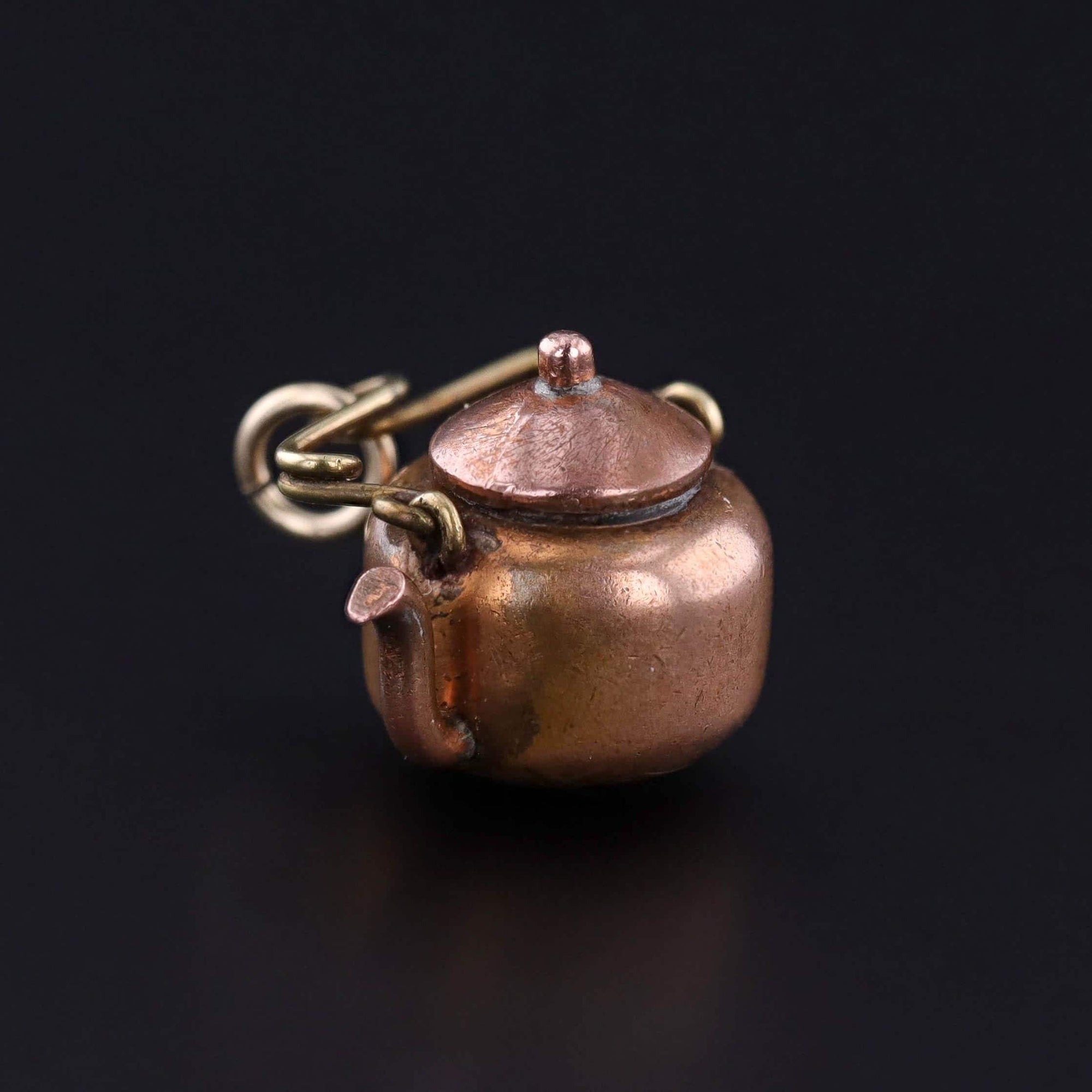 Antique Copper Teapot Charm from a US Penny