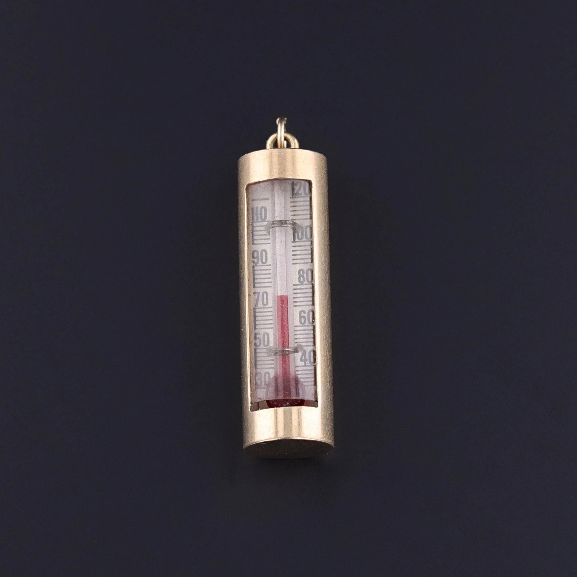 Vintage Working Thermometer Pendant of 14k Gold