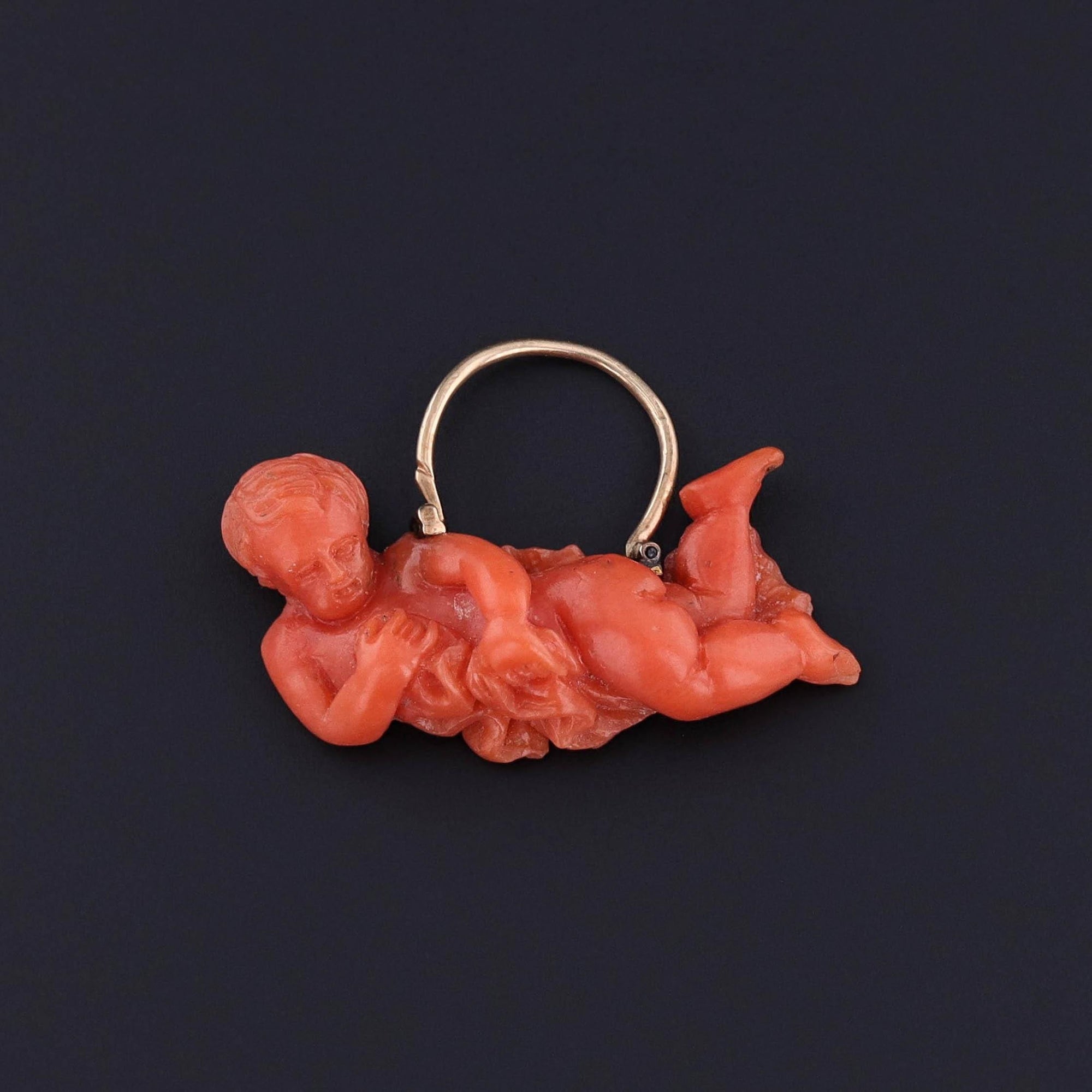 Antique Coral Cherub Pendant