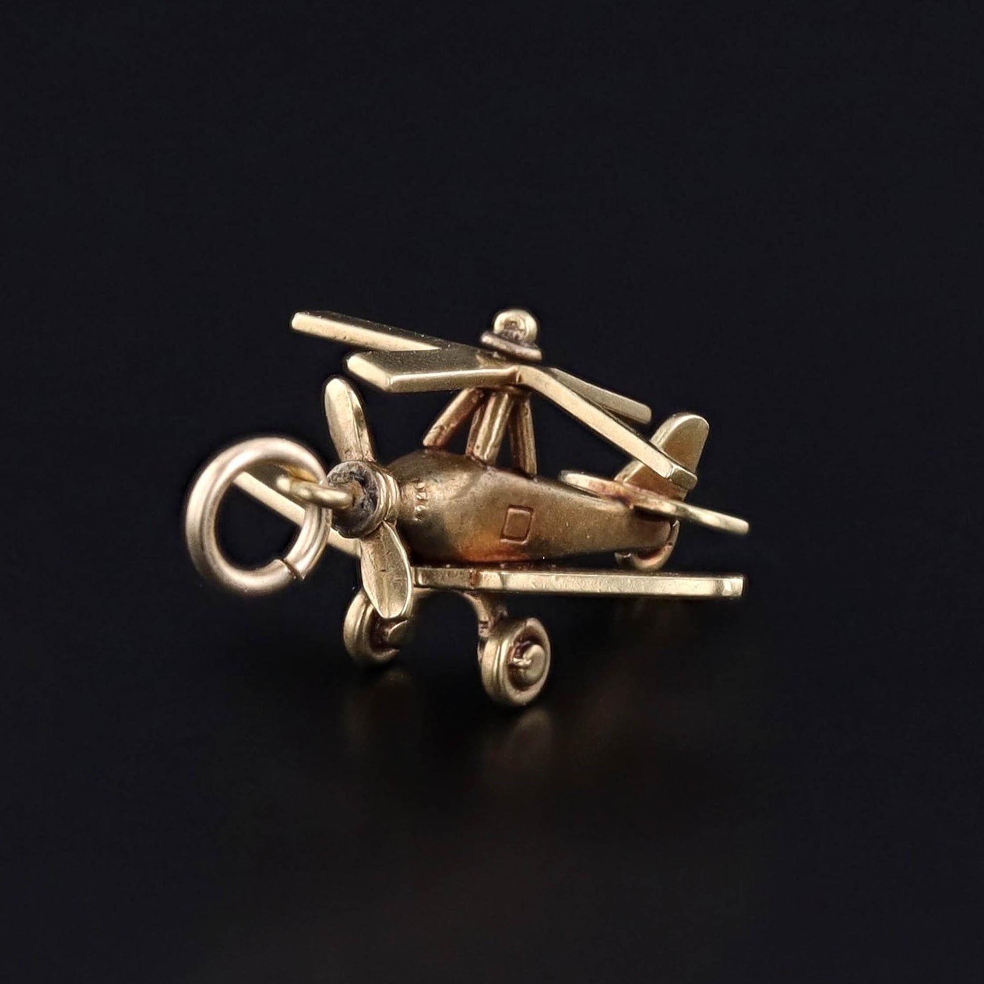 Vintage Gyroplane Charm of 14k Gold