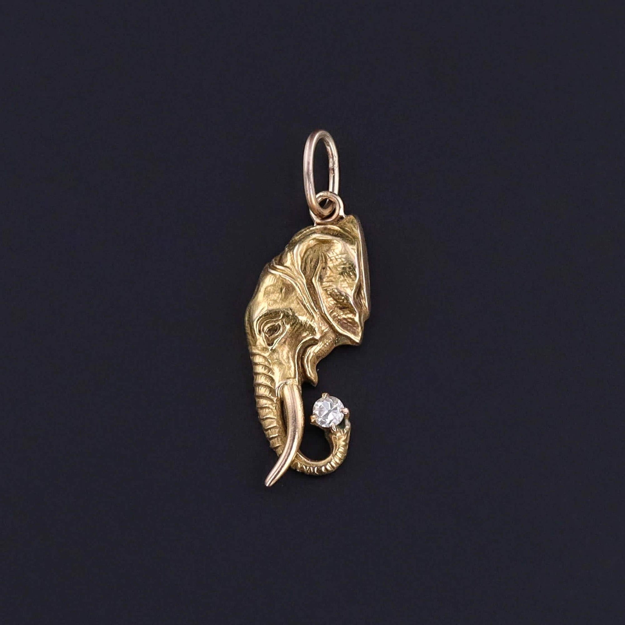 Antique Elephant Charm of 14k Gold