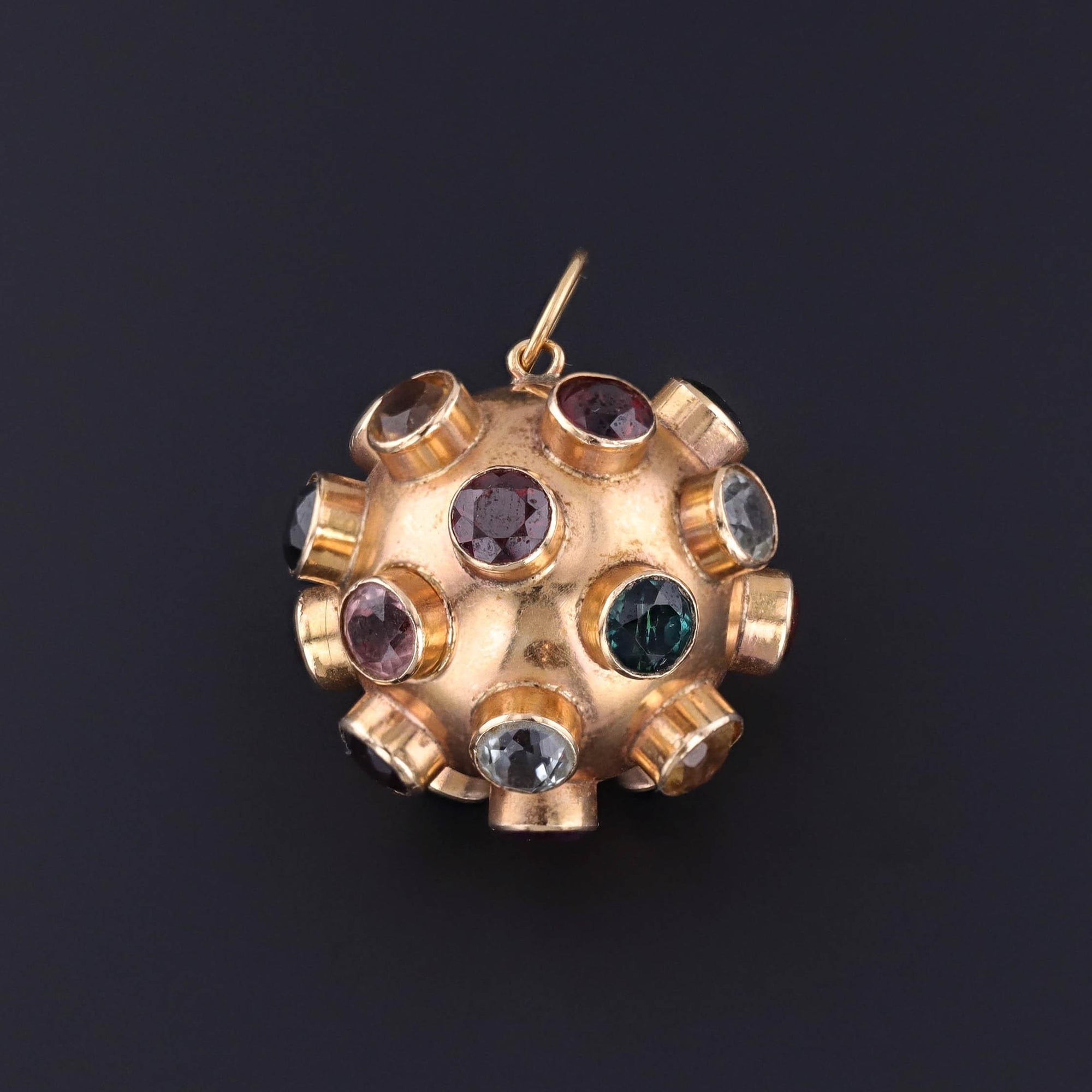 Vintage Gemstone Sputnik Pendant of 15ct Gold