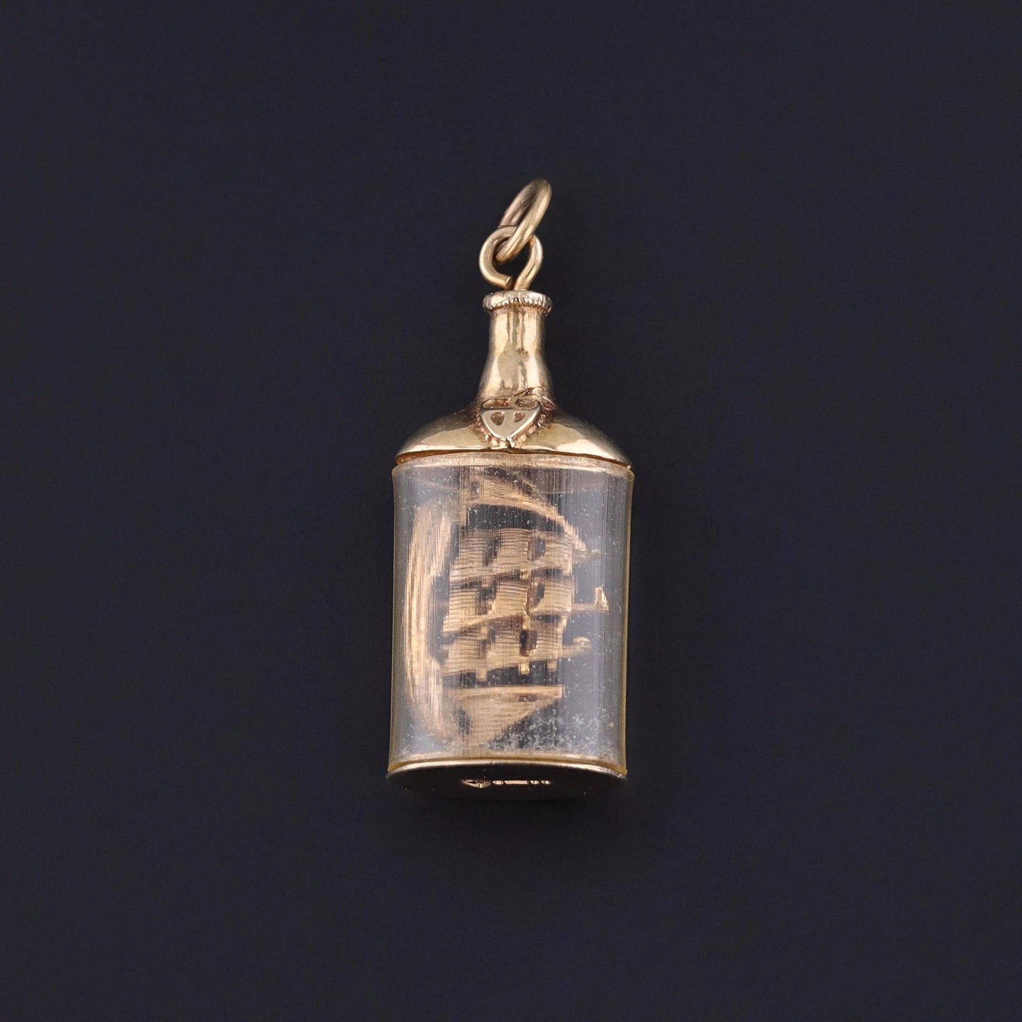 Antique Ship in a Bottle Pendant of 9ct Gold