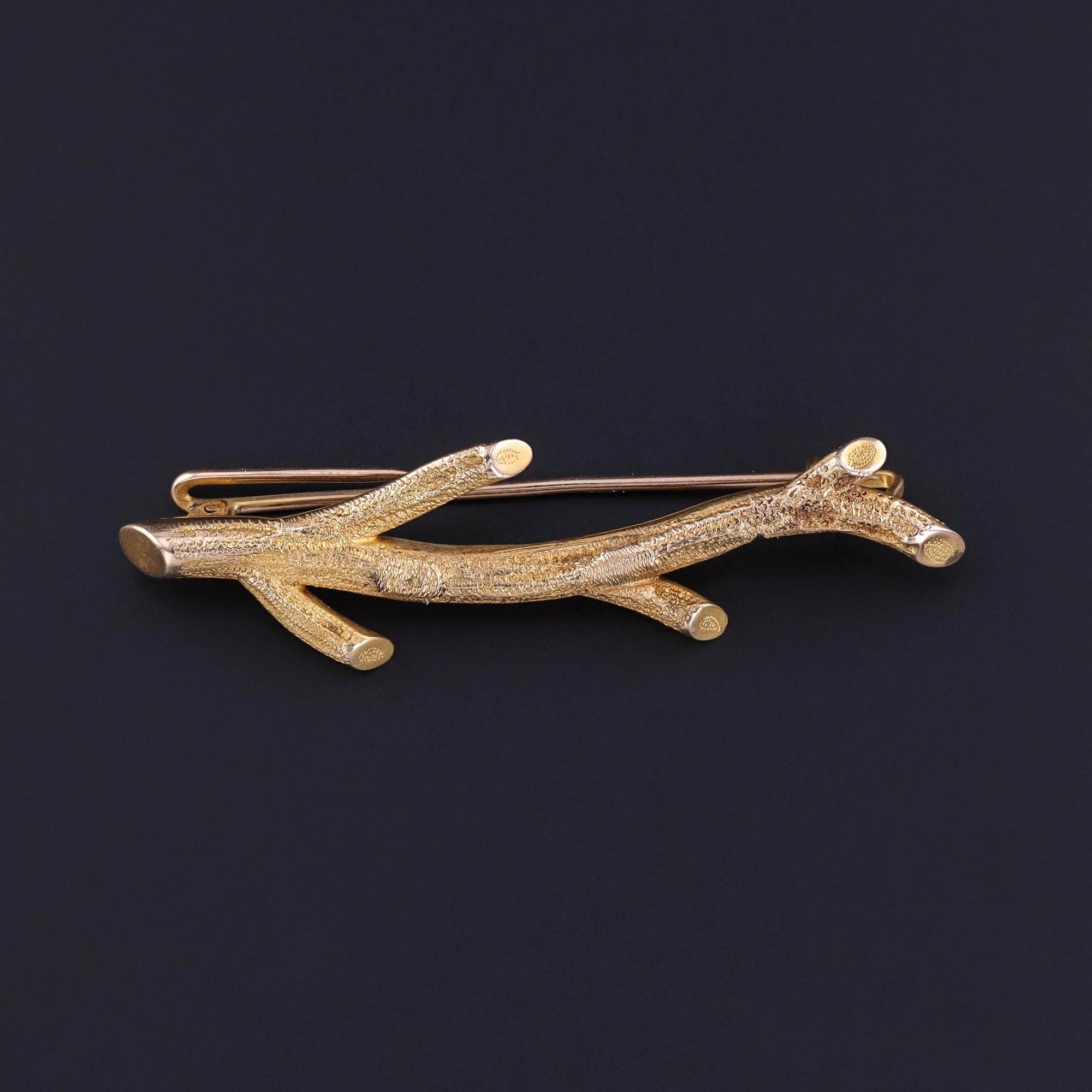 Antique Branch Brooch of 14k Gold