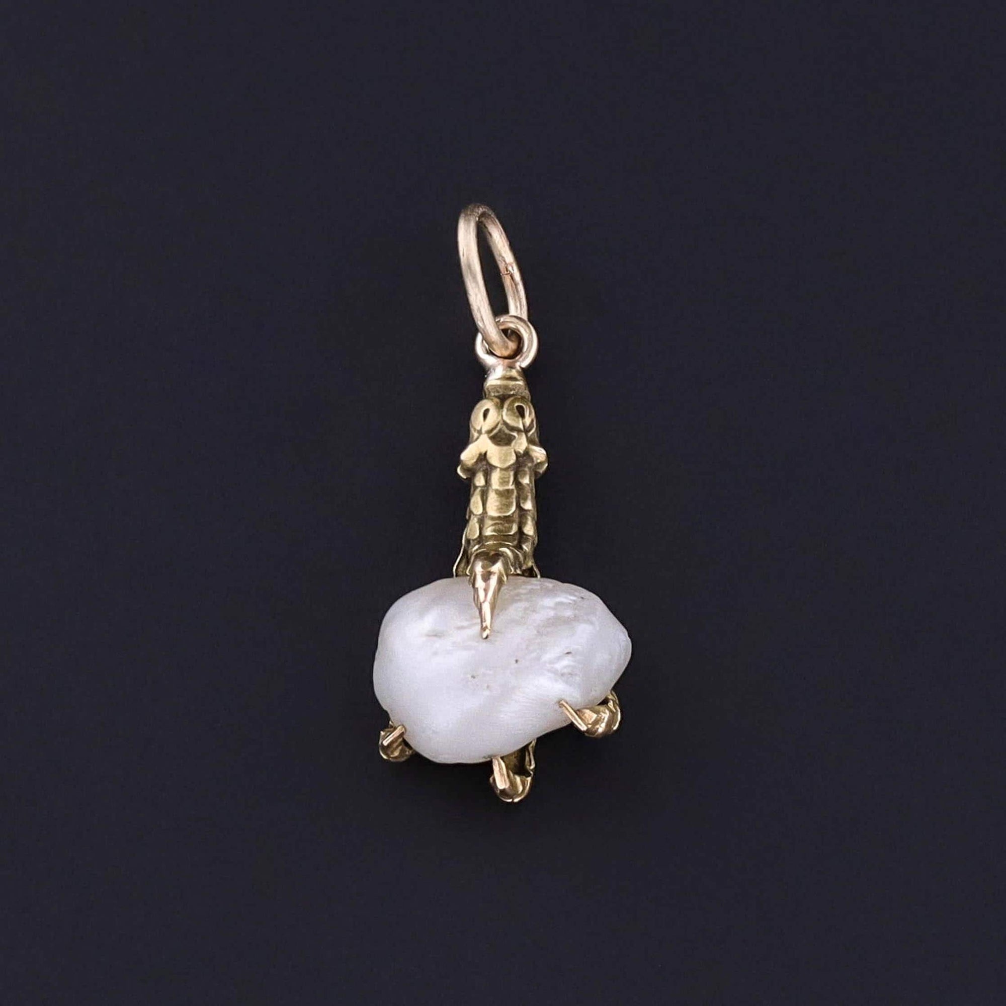 Antique Pearl Talon Charm of 10k Gold