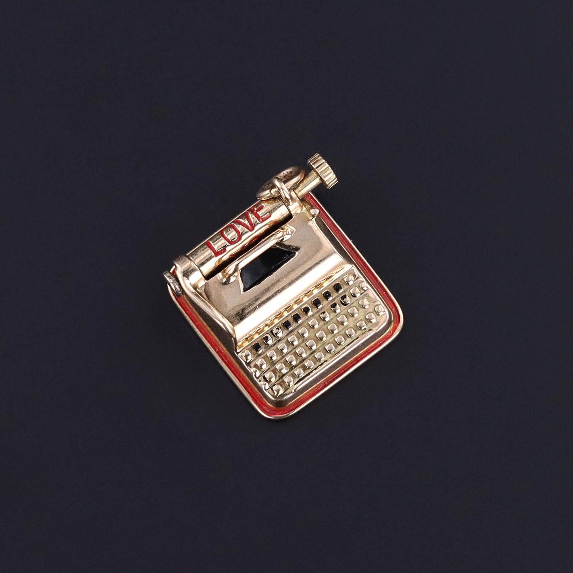 Vintage 'I Love You' Typewriter Charm of 14k Gold