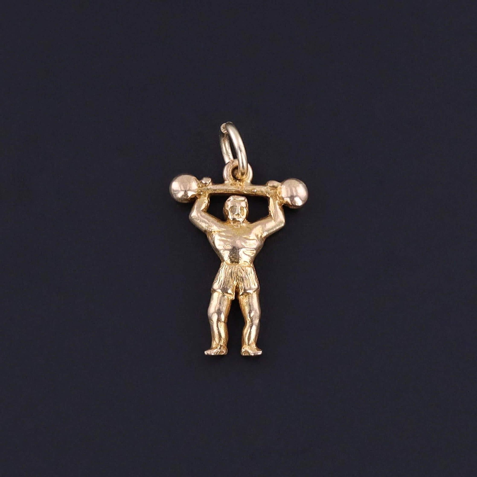 Vintage Weightlifter Charm of 10k Gold