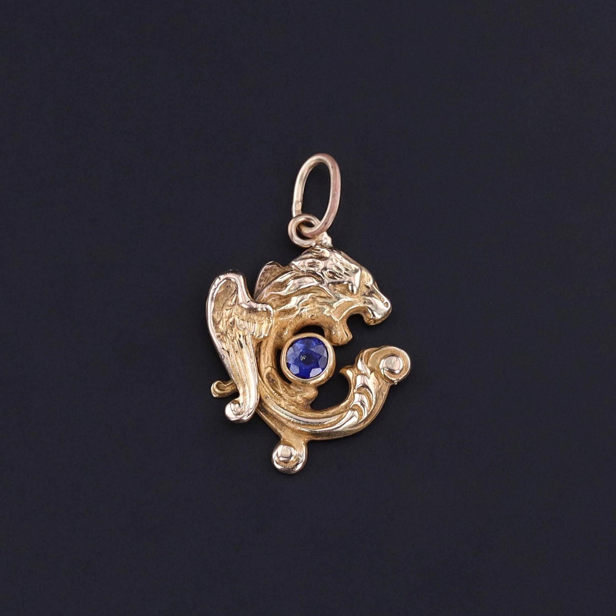 Antique Griffin Charm of 10k Gold