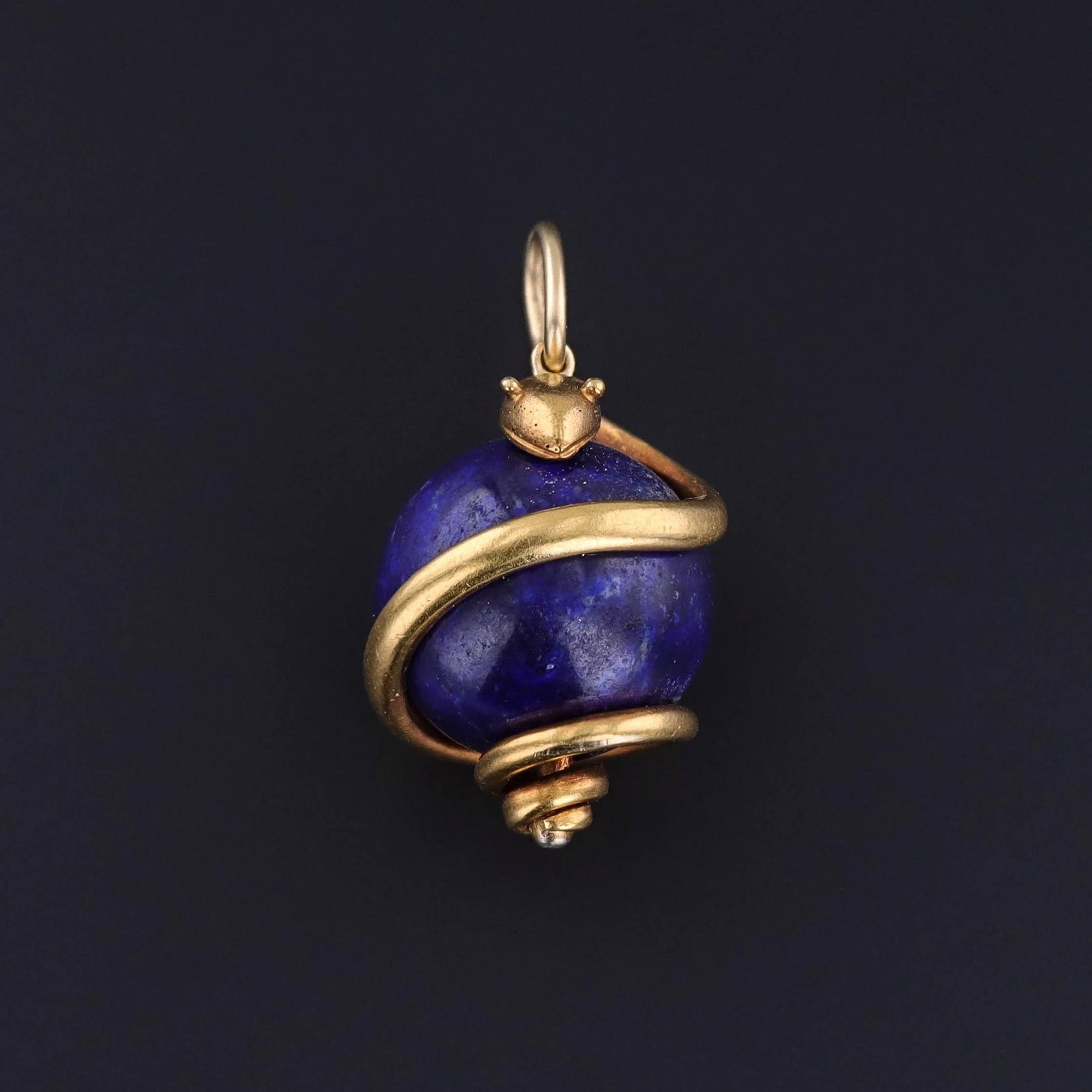 Antique Lapis Snake Pendant of 18k Gold