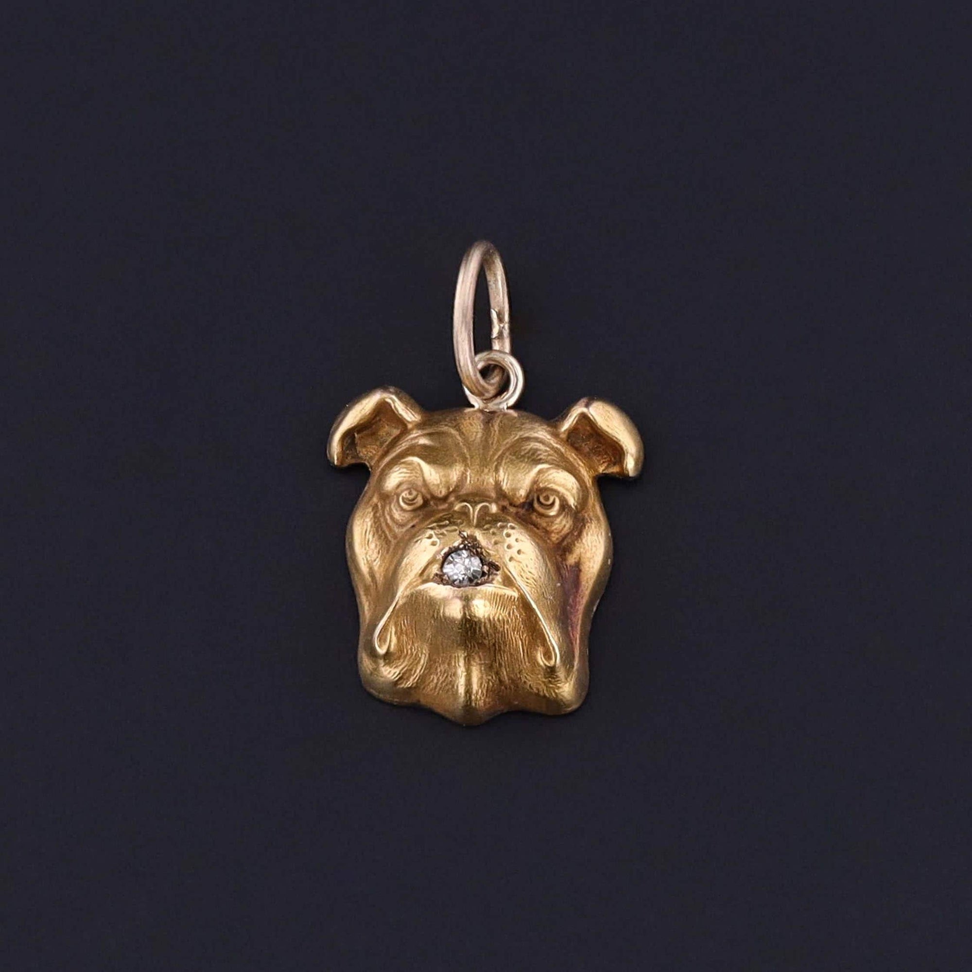 Antique Bulldog Charm of 14k Gold