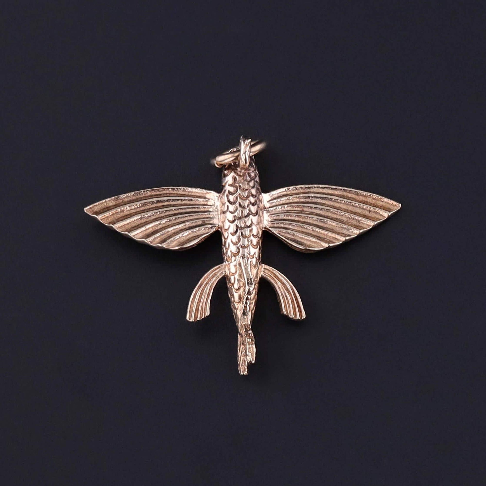 Vintage Flying Fish Charm of 9ct Gold