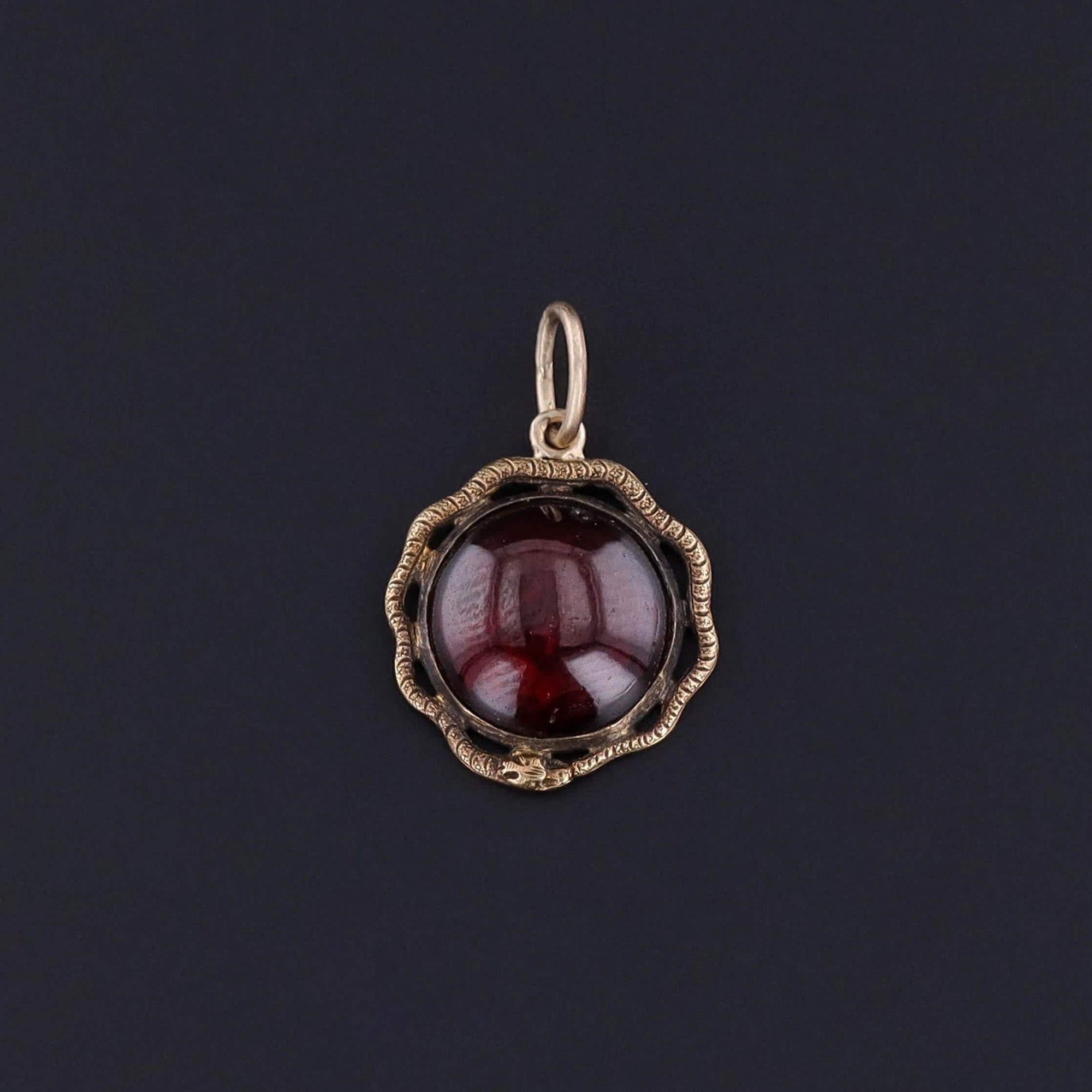 Antique Garnet Snake Charm of 18k Gold