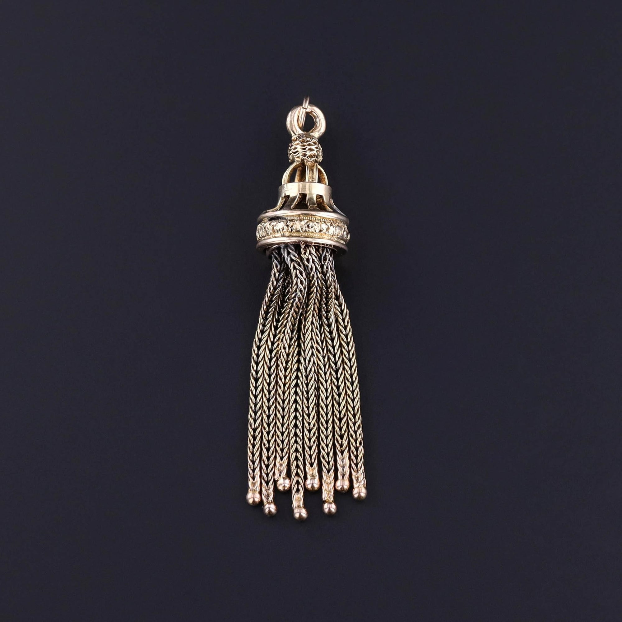 Antique Tassel Charm of 14k Gold