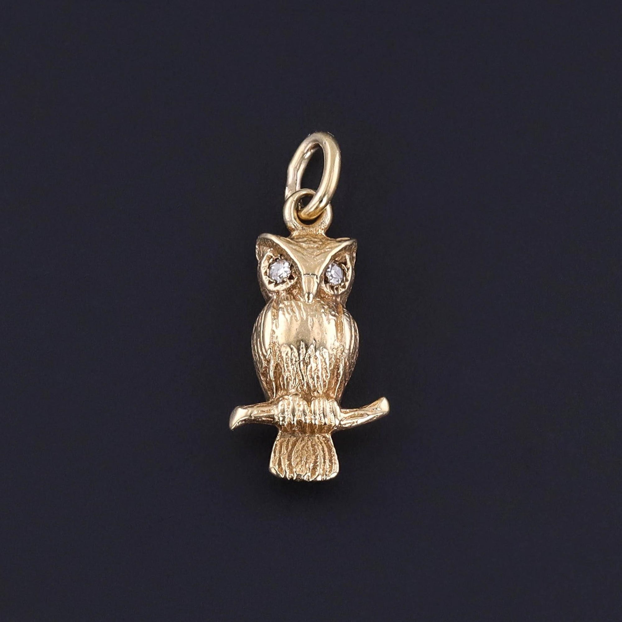 Vintage Owl Charm of 14k Gold