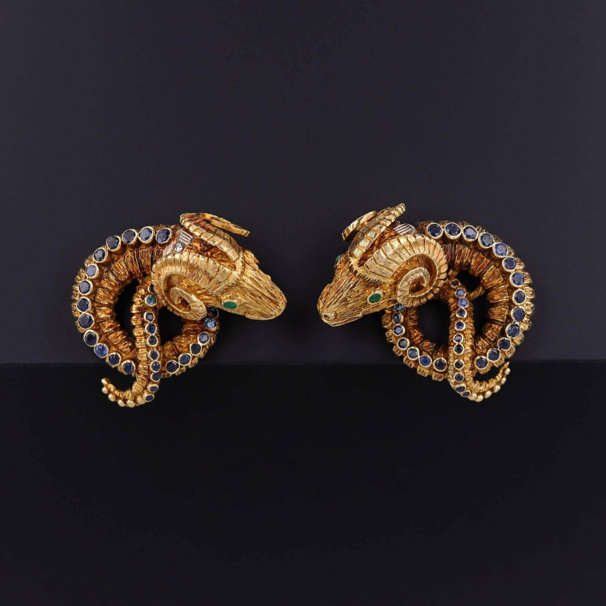 Lalaounis Greece Ram&#39;s Head Earrings of 18k Gold - Trademark Antiques