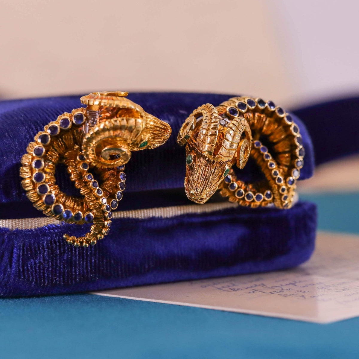 Lalaounis Greece Ram&#39;s Head Earrings of 18k Gold - Trademark Antiques