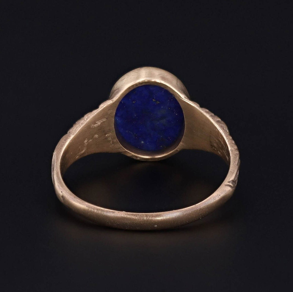 Lapis Lazuli Floral Ring of 14K Gold Antique Reproduction - Trademark Antiques
