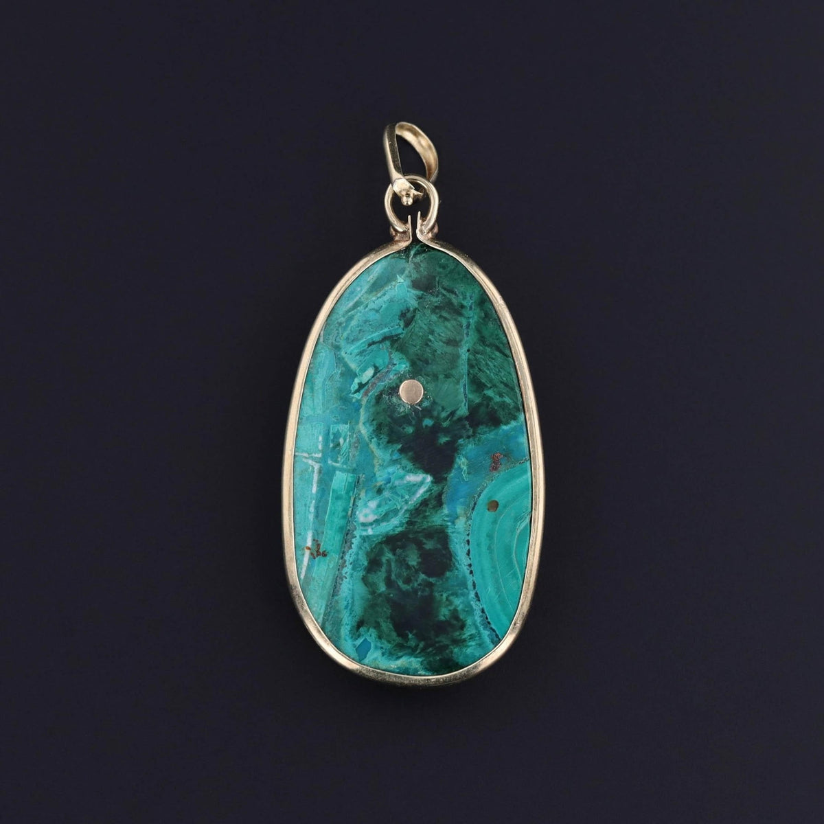 Malachite Lizard Pendant of 14k Gold - Trademark Antiques