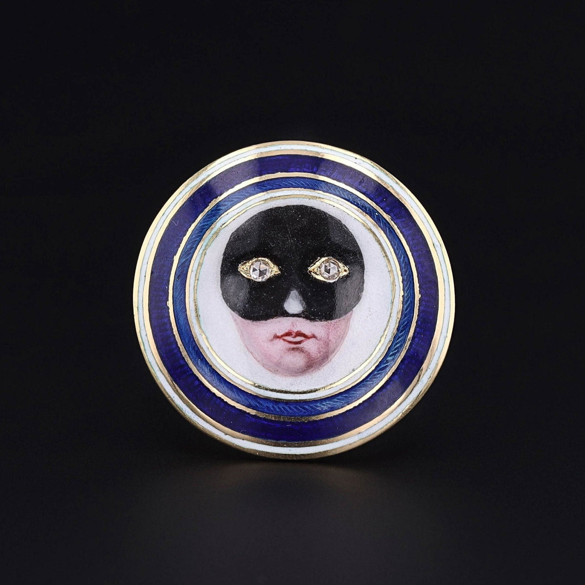Masquerade Ring in 18k Gold with Enamel and Diamond - Trademark Antiques