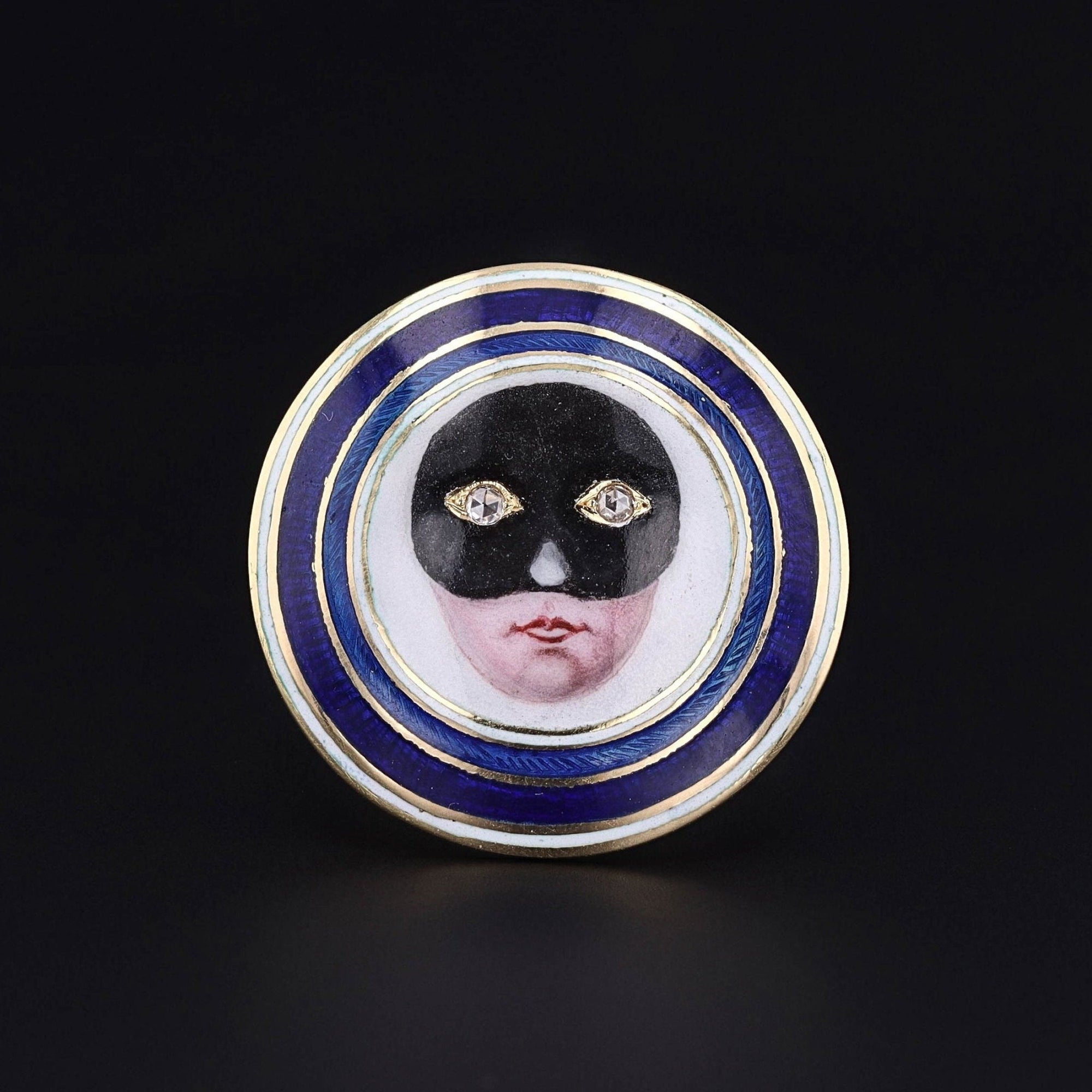 Masquerade Ring in 18k Gold with Enamel and Diamond - Trademark Antiques