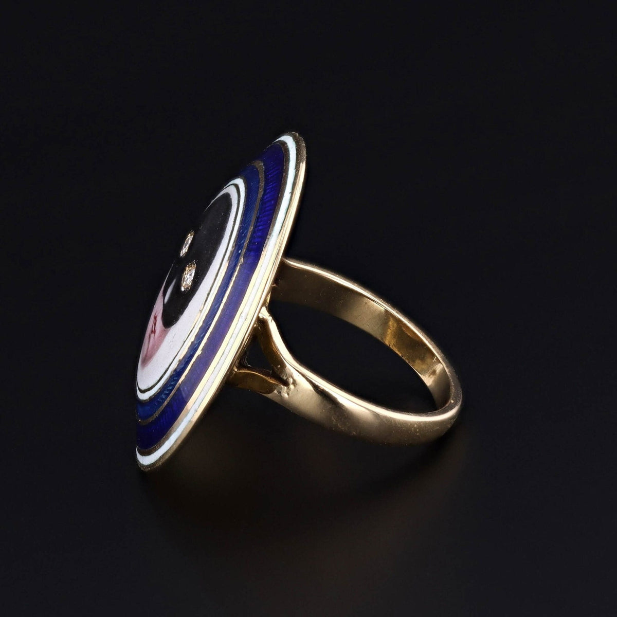 Masquerade Ring in 18k Gold with Enamel and Diamond - Trademark Antiques