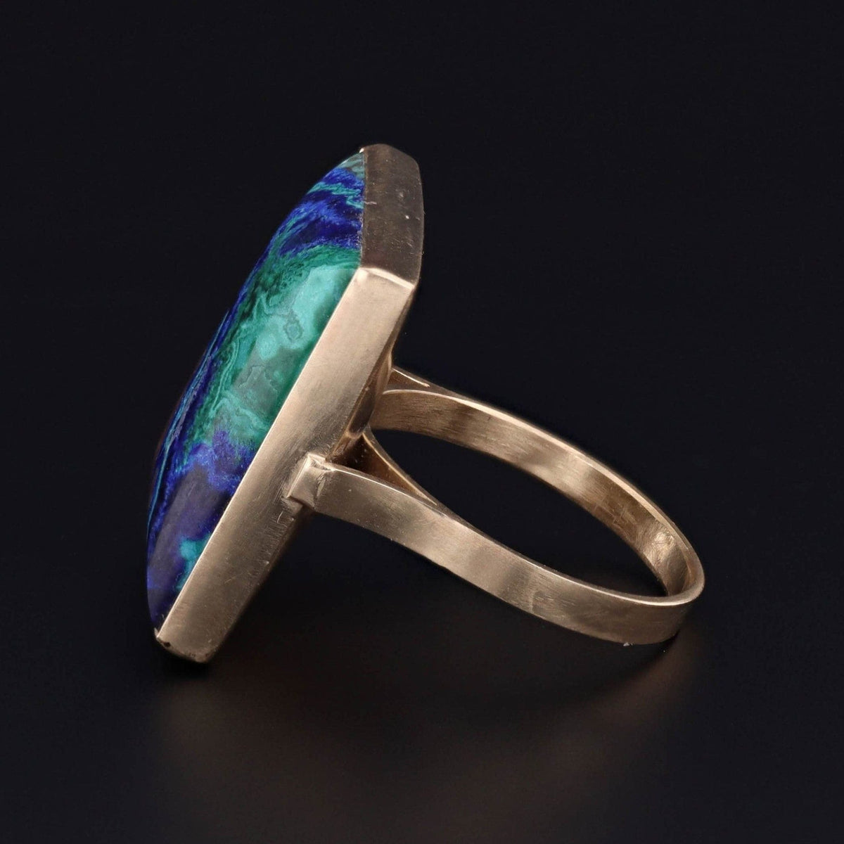 Modern Azurite Malachite Statement Ring of 14k Gold - Trademark Antiques