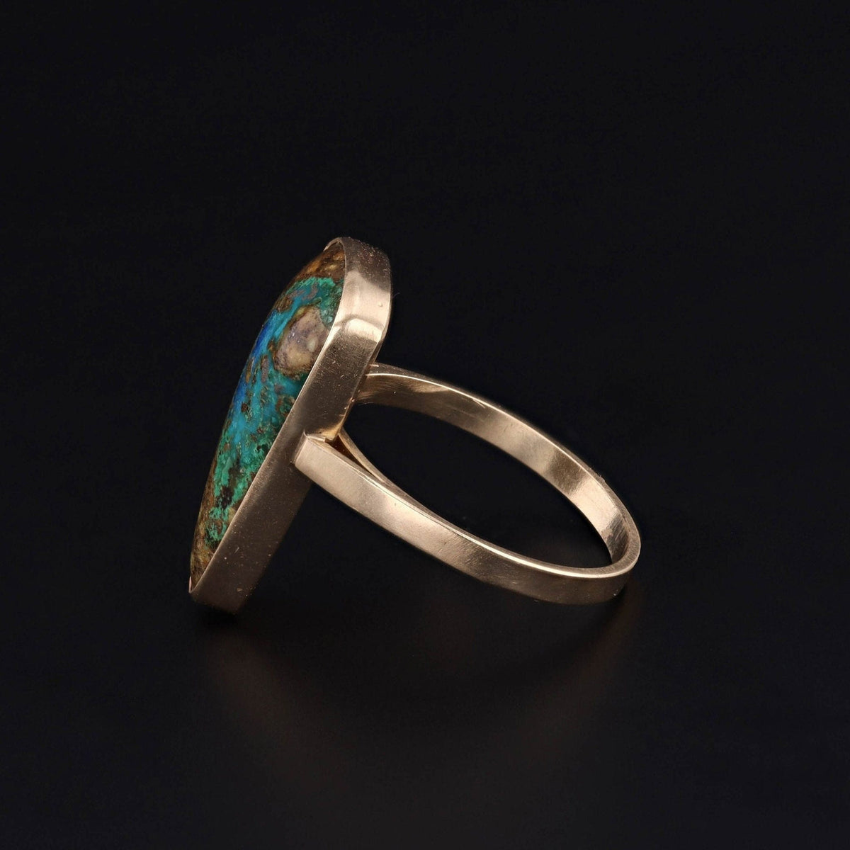 Modern Azurite Malachite Statement Ring of 14k Gold - Trademark Antiques
