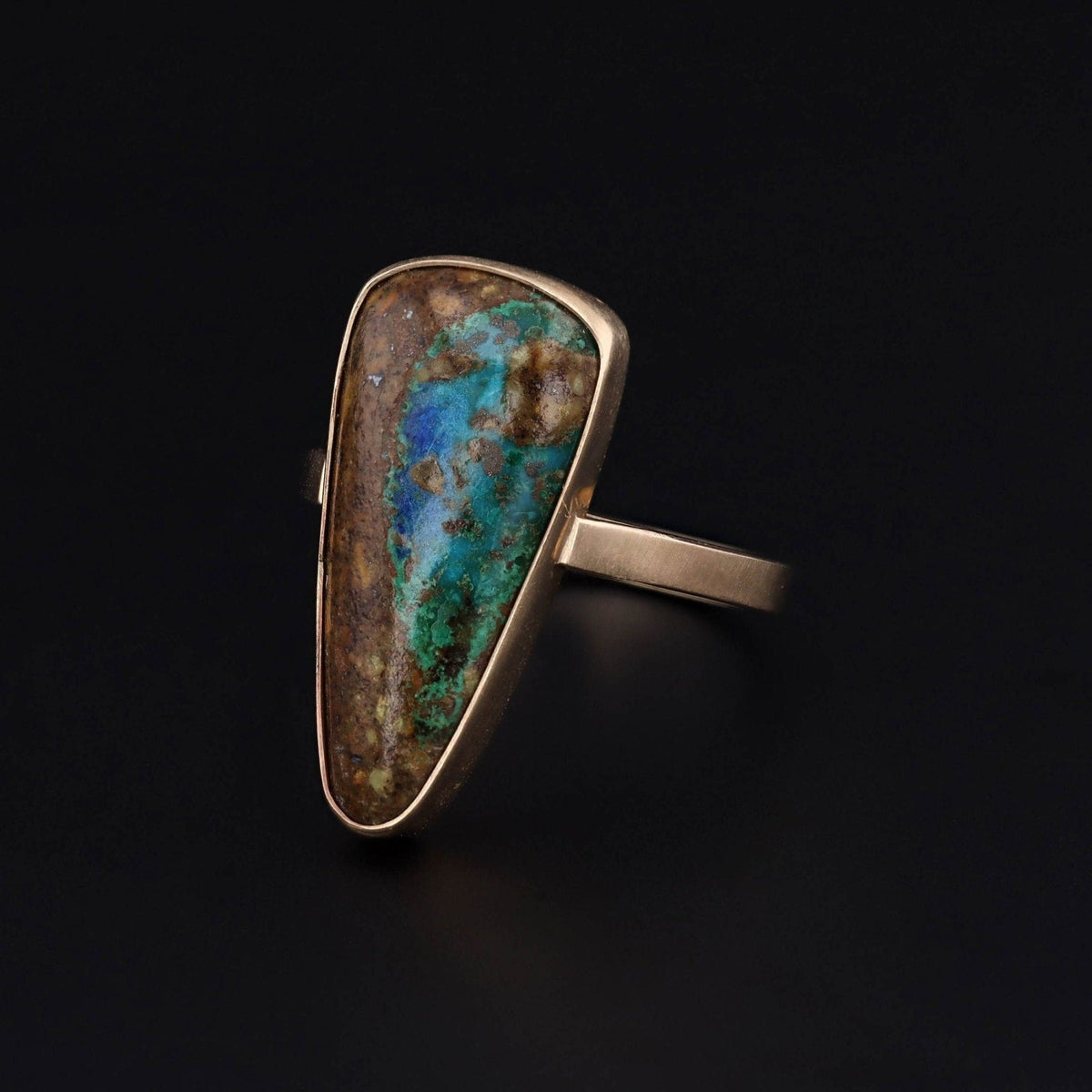 Modern Azurite Malachite Statement Ring of 14k Gold - Trademark Antiques