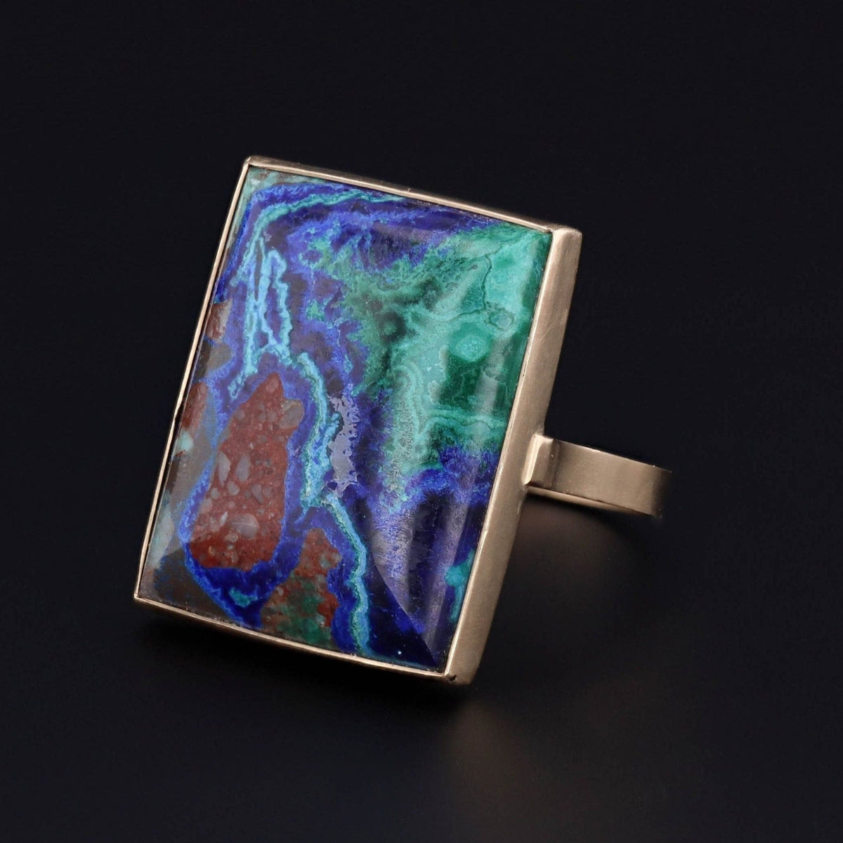 Modern Azurite Malachite Statement Ring of 14k Gold - Trademark Antiques
