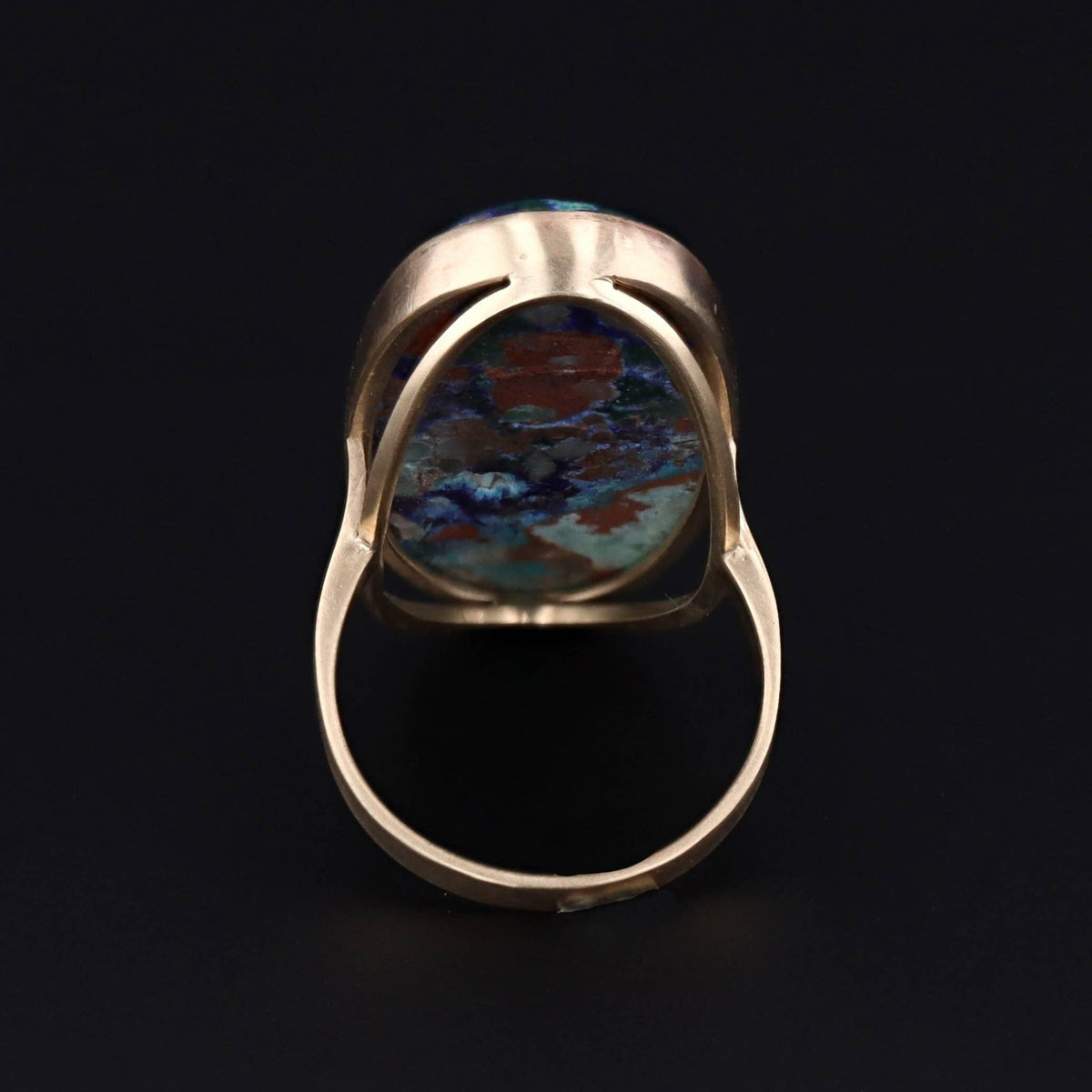 Modern Azurite Malachite Statement Ring of 14k Gold - Trademark Antiques