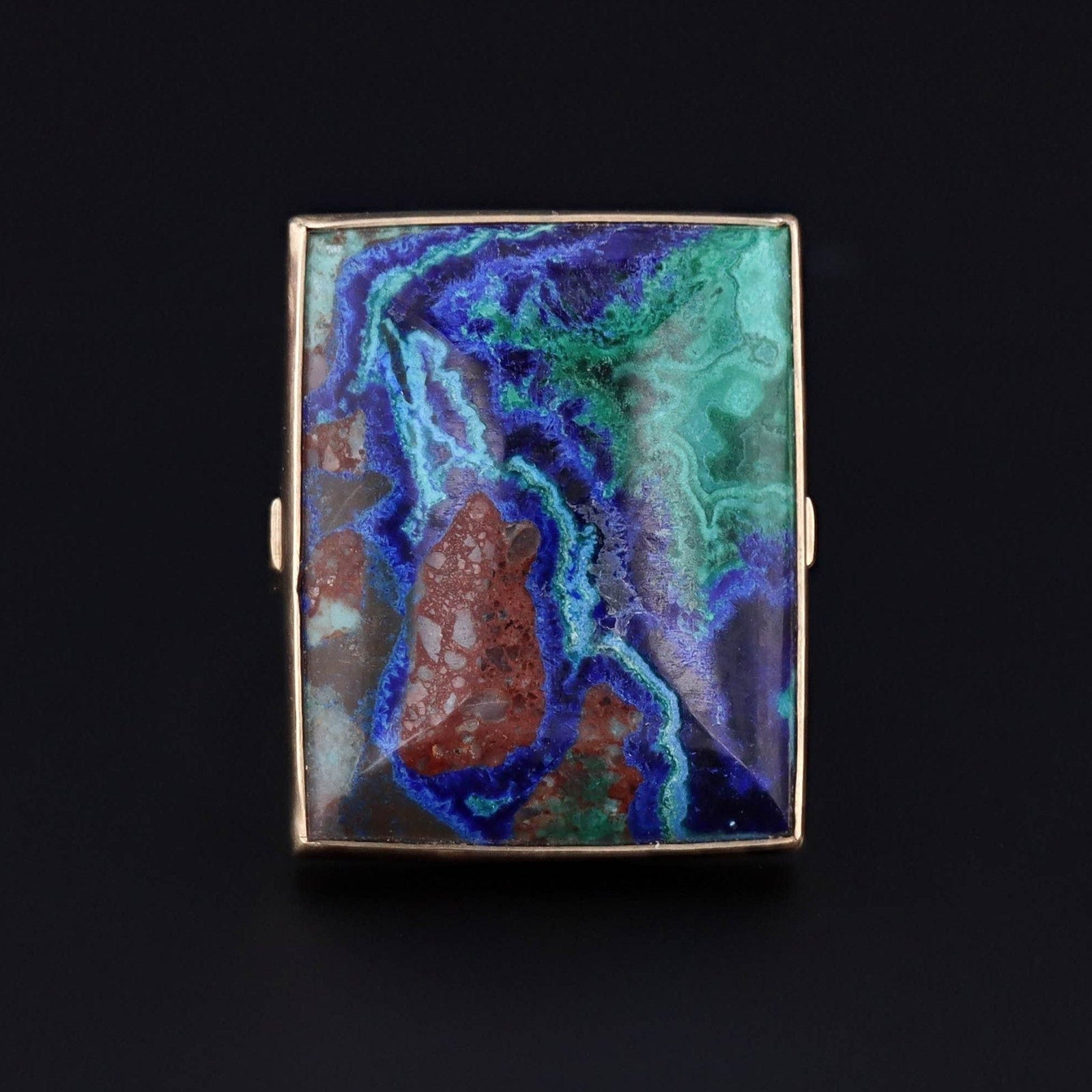 Modern Azurite Malachite Statement Ring of 14k Gold - Trademark Antiques
