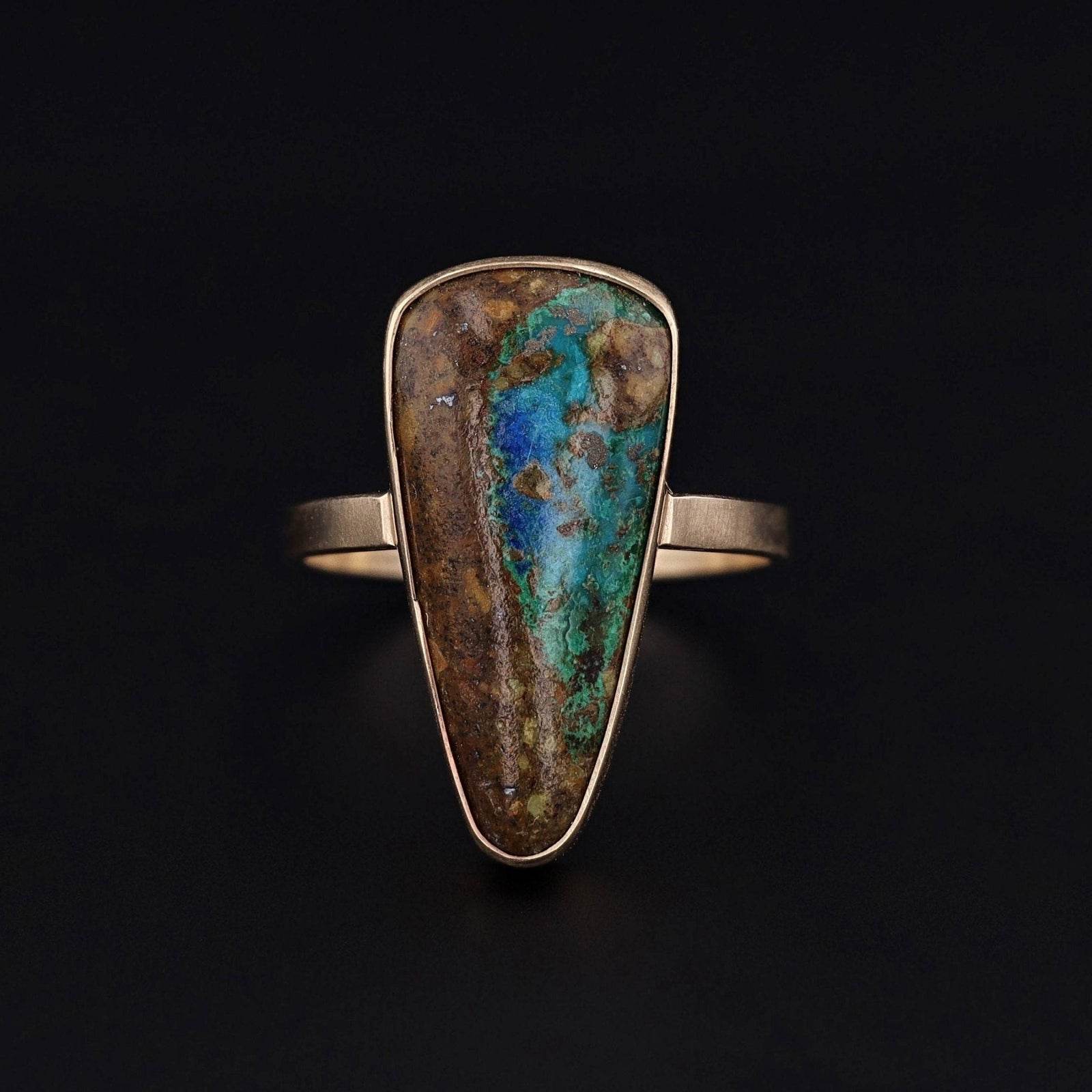 Modern Azurite Malachite Statement Ring of 14k Gold - Trademark Antiques