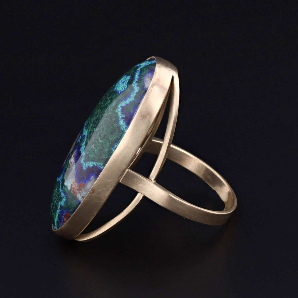 Modern Azurite Malachite Statement Ring of 14k Gold - Trademark Antiques