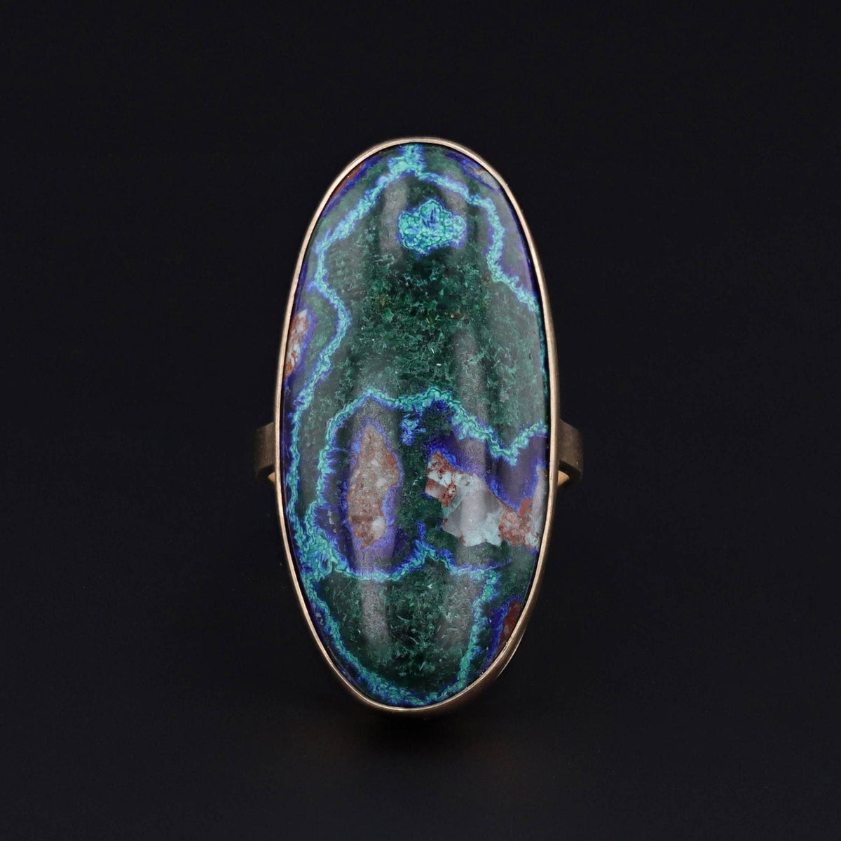 Modern Azurite Malachite Statement Ring of 14k Gold - Trademark Antiques