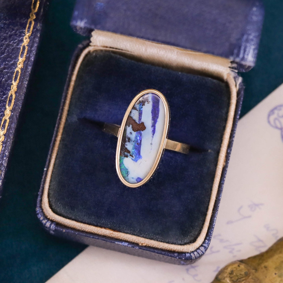 Modern Boulder Opal Ring of 14k Gold - Trademark Antiques