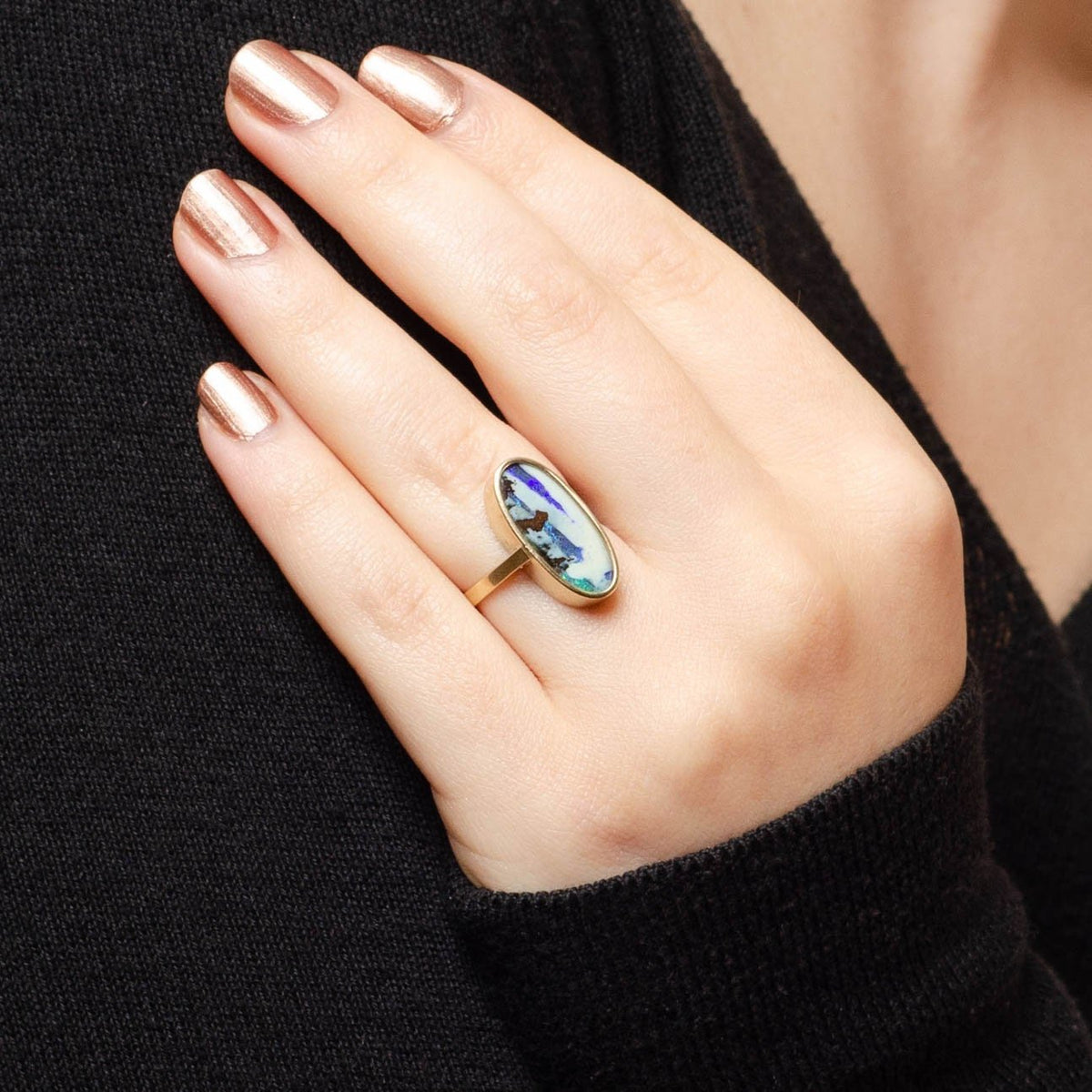 Modern Boulder Opal Ring of 14k Gold - Trademark Antiques