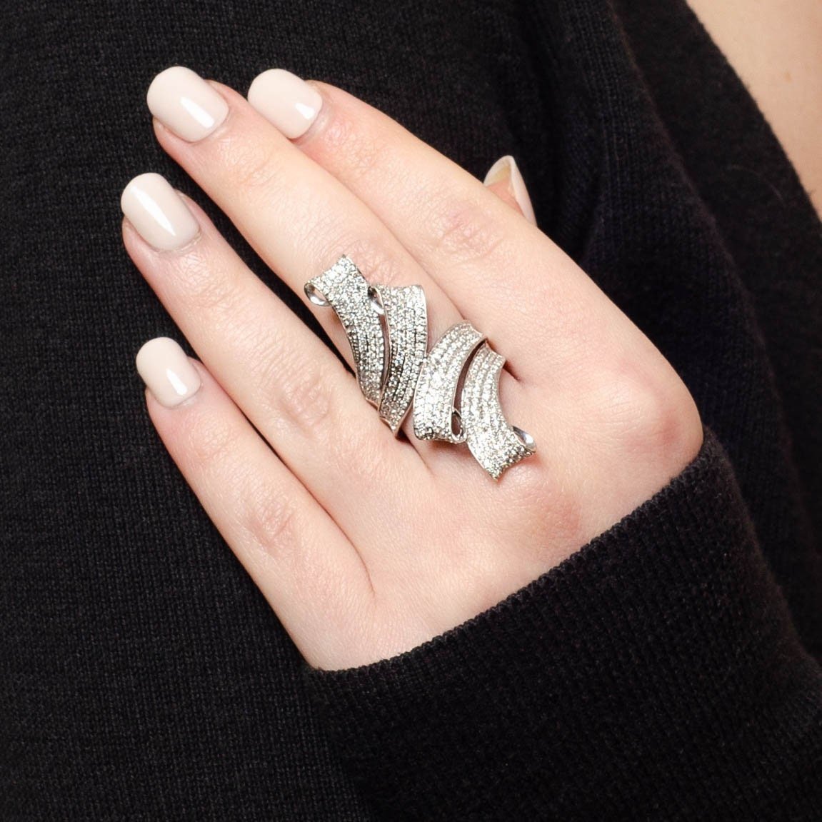 Modern Diamond Ring of 14k White Gold - Trademark Antiques