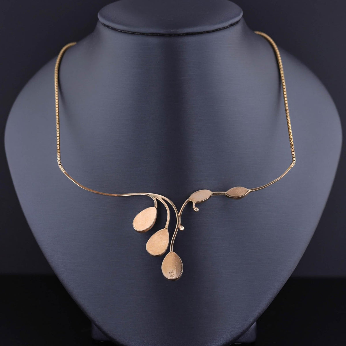 Modernist Opal Simulant Necklace of 14k &amp; 10k Gold - Trademark Antiques